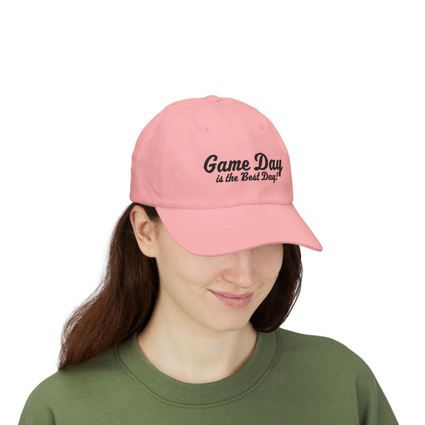 Baseball Hat "Game Day is the Best Day!" Black Text Embroidered