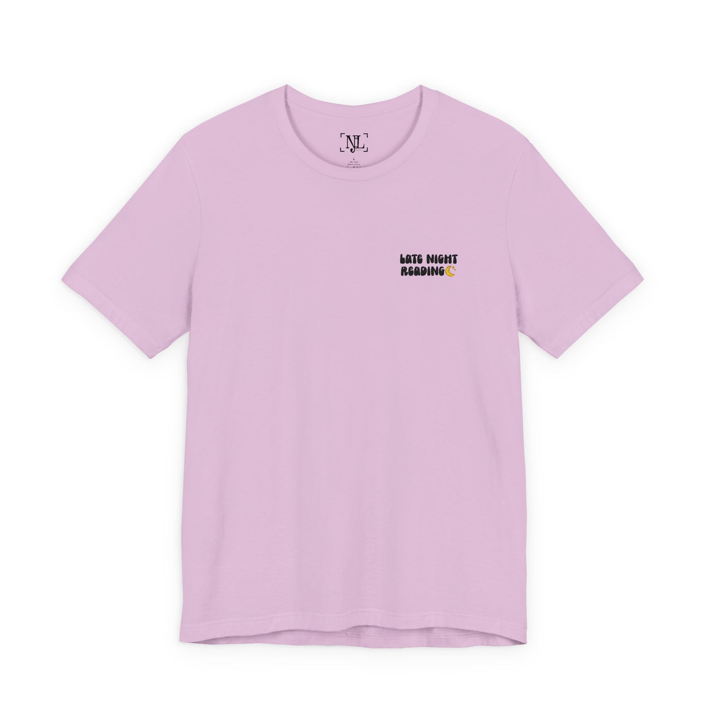 Late Night Reading - Embroidered Literary Tee (Black Text)