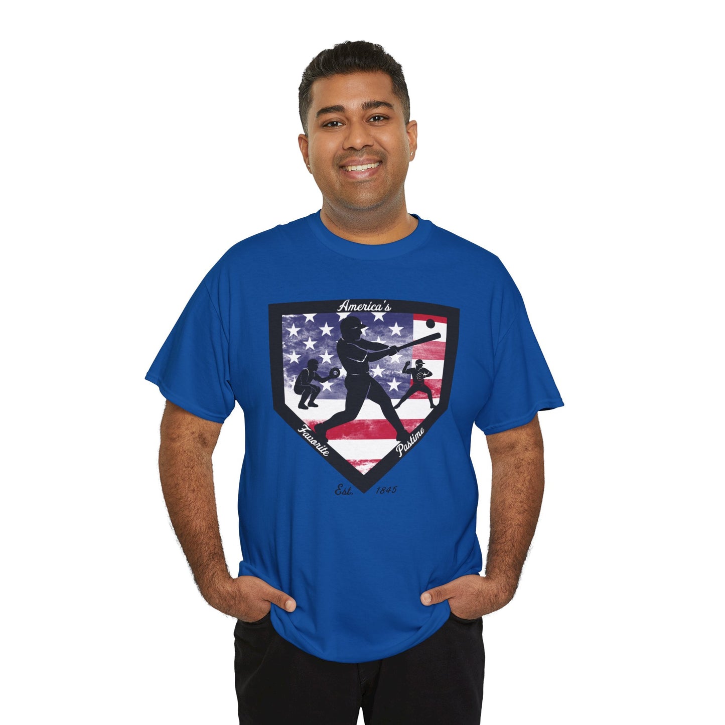 Baseball Home Plate American Flag T‑Shirt – America's Favorite Pastime Design