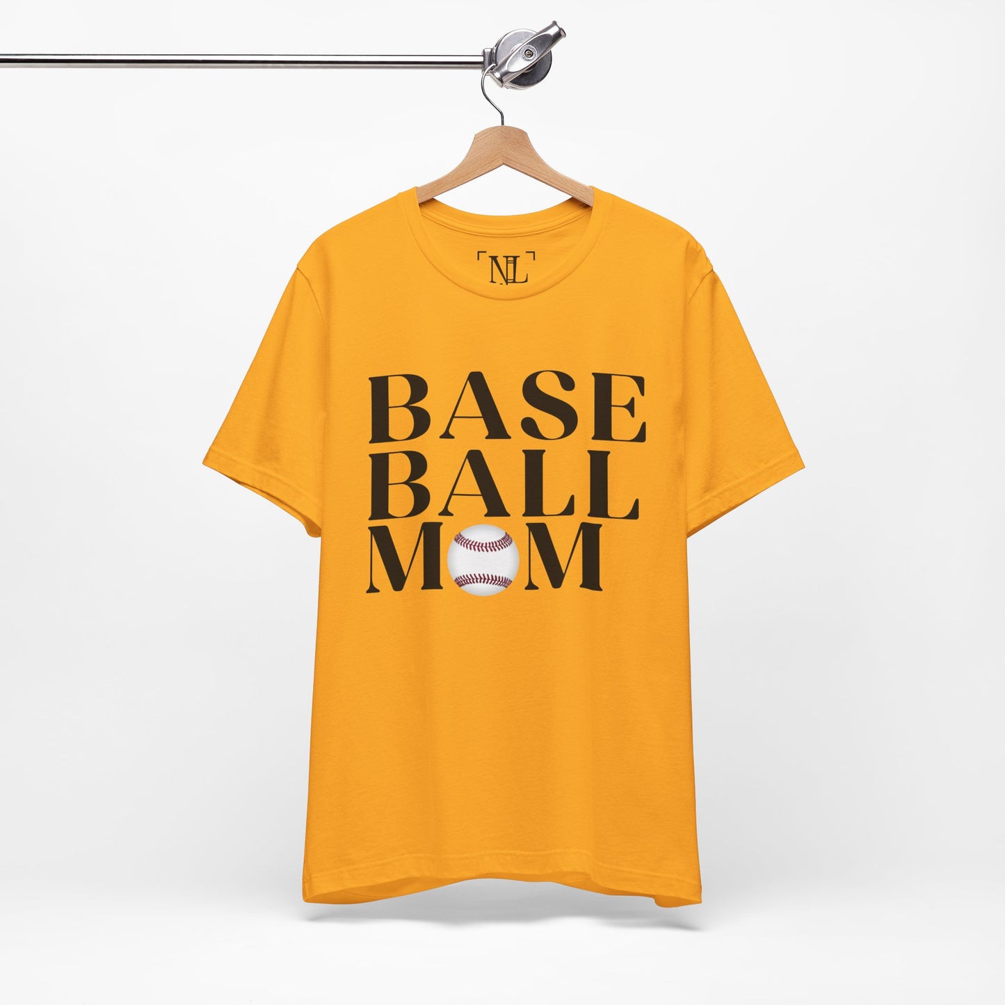 Baseball Mom T-Shirt – Retro Script with Baseball Graphic