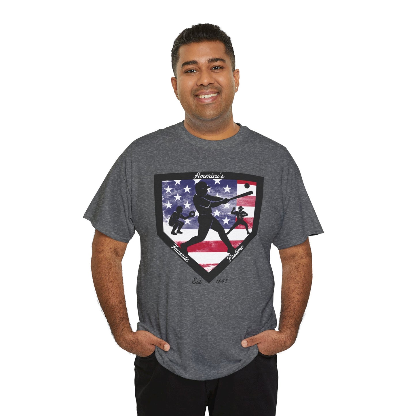 Baseball Home Plate American Flag T‑Shirt – America's Favorite Pastime Design