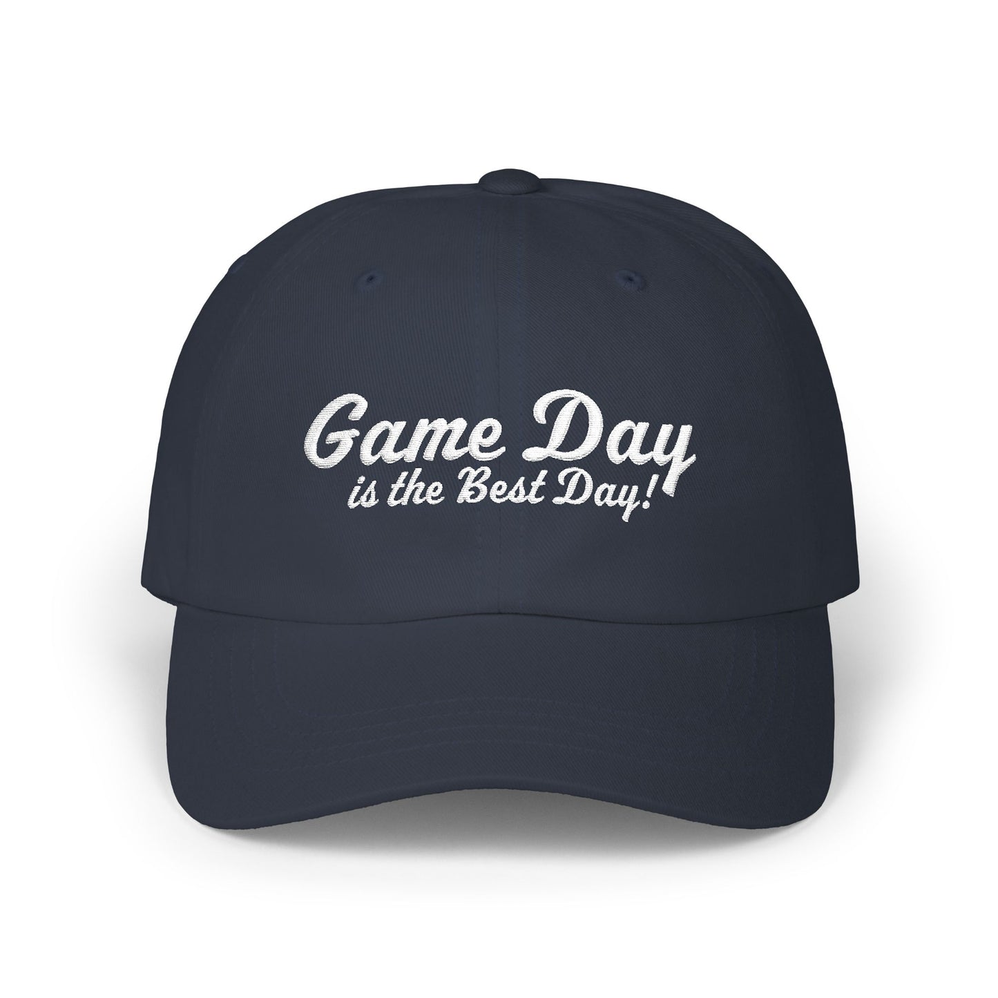 Baseball Hat "Game Day is the Best Day!" White Text Embroidered