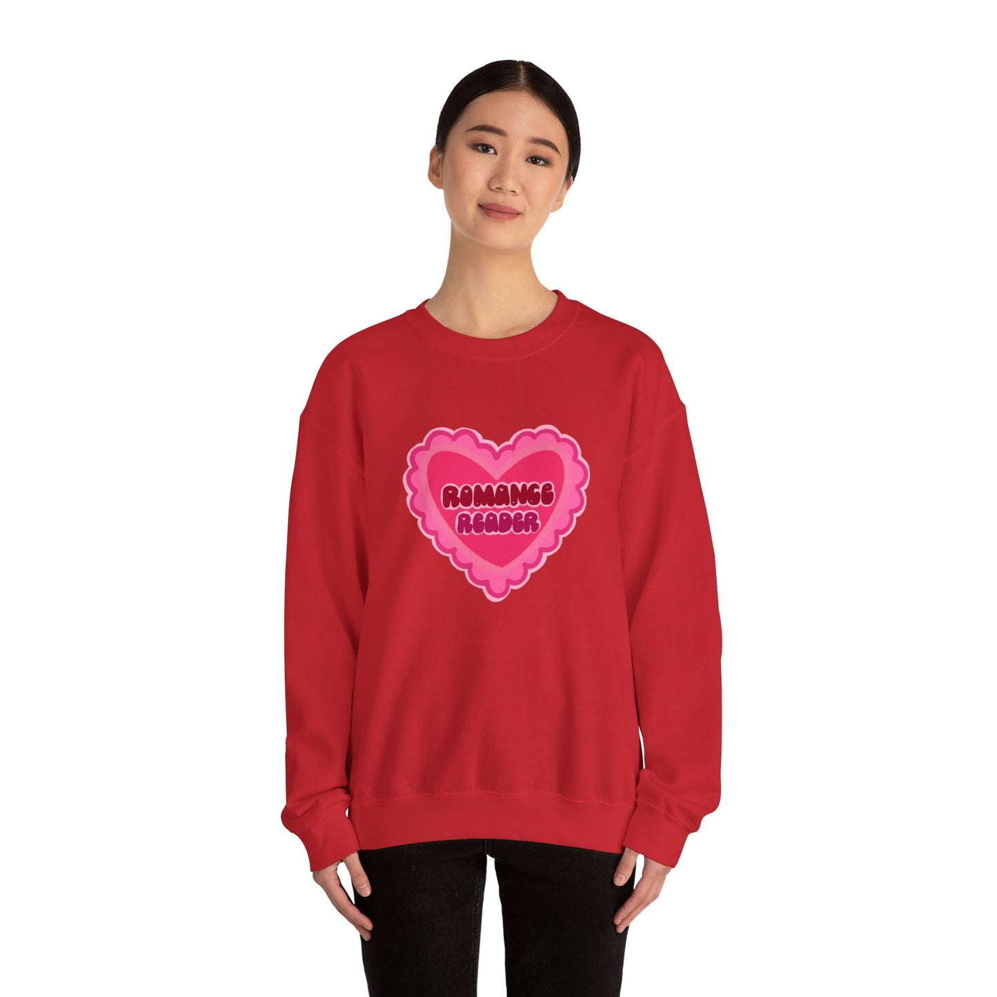 Romance Reader Heart Logo - Cozy Bookish Crewneck Sweatshirt