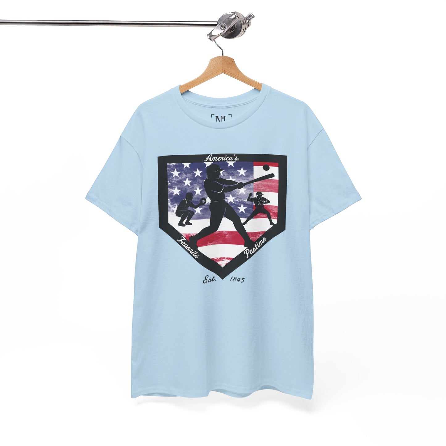 Baseball Home Plate American Flag T‑Shirt – America's Favorite Pastime Design