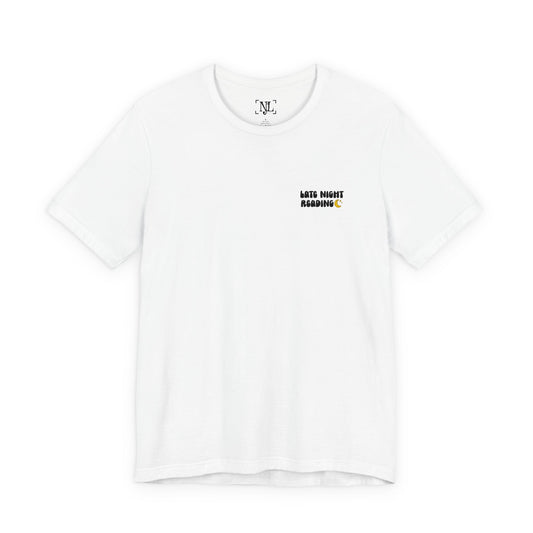 Late Night Reading - Embroidered Literary Tee (Black Text)