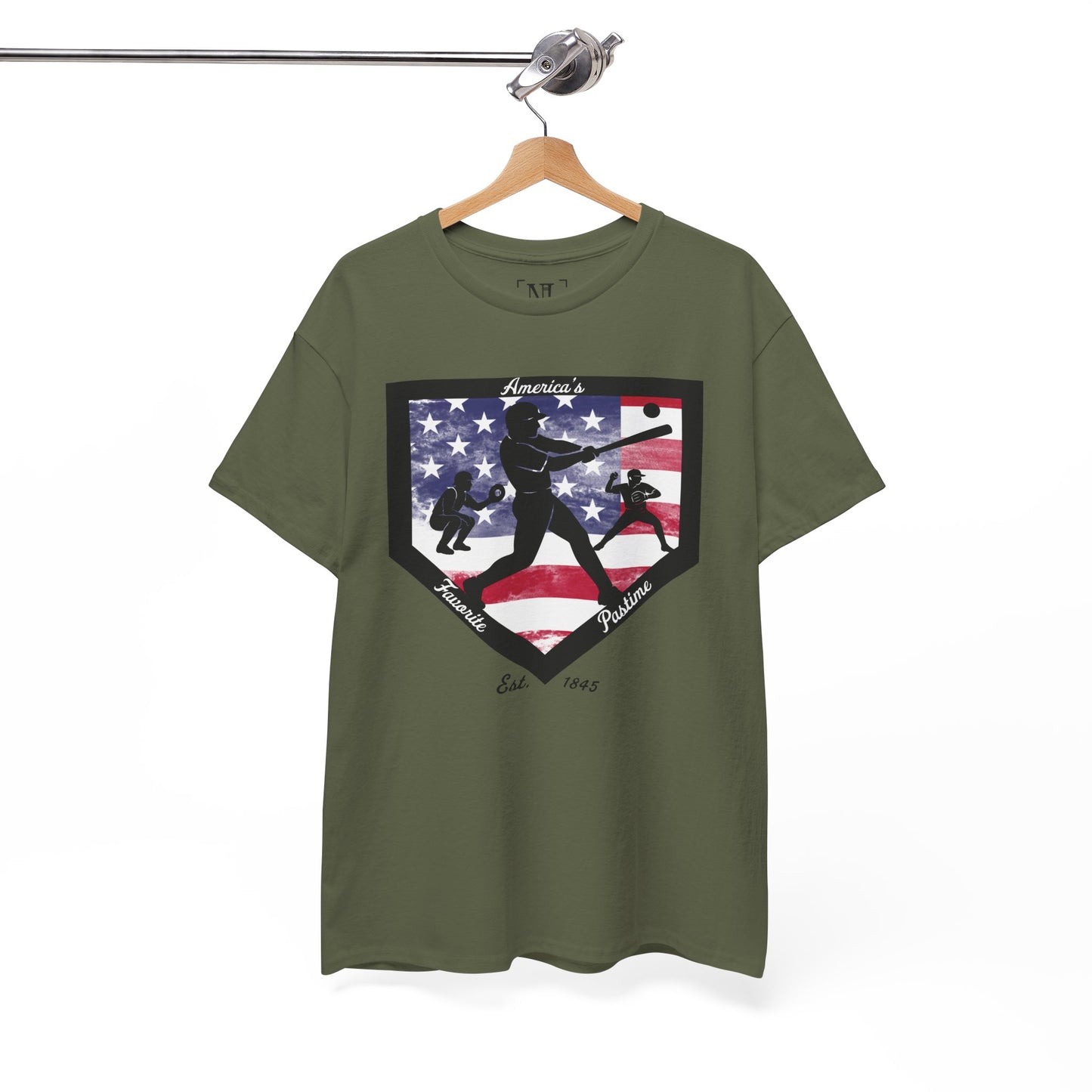 Baseball Home Plate American Flag T‑Shirt – America's Favorite Pastime Design