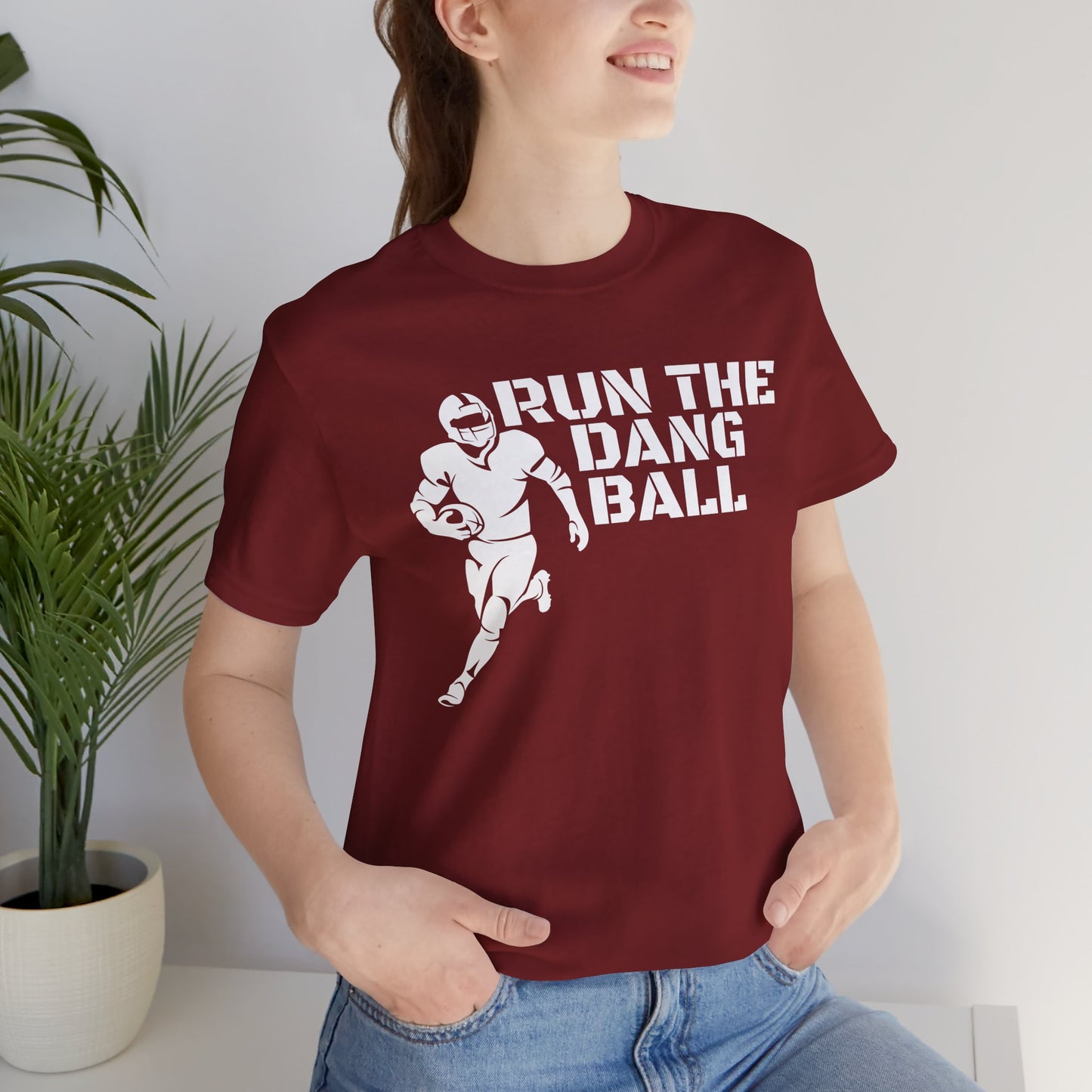 Run the Dang Ball T-Shirt — Football Player Graphic Tee (White Text)