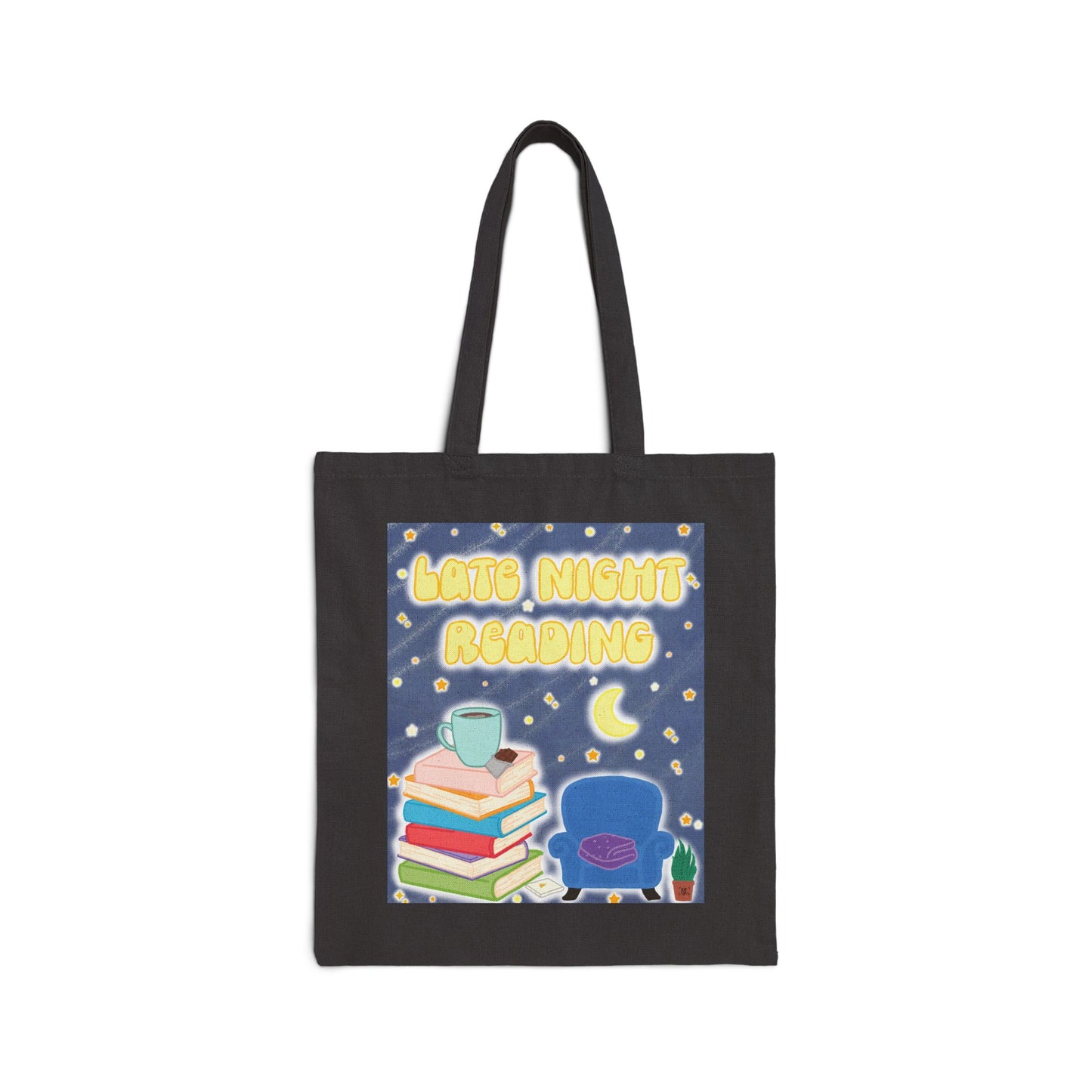 "Late Night Reading" Book Lover Canvas Tote Bag