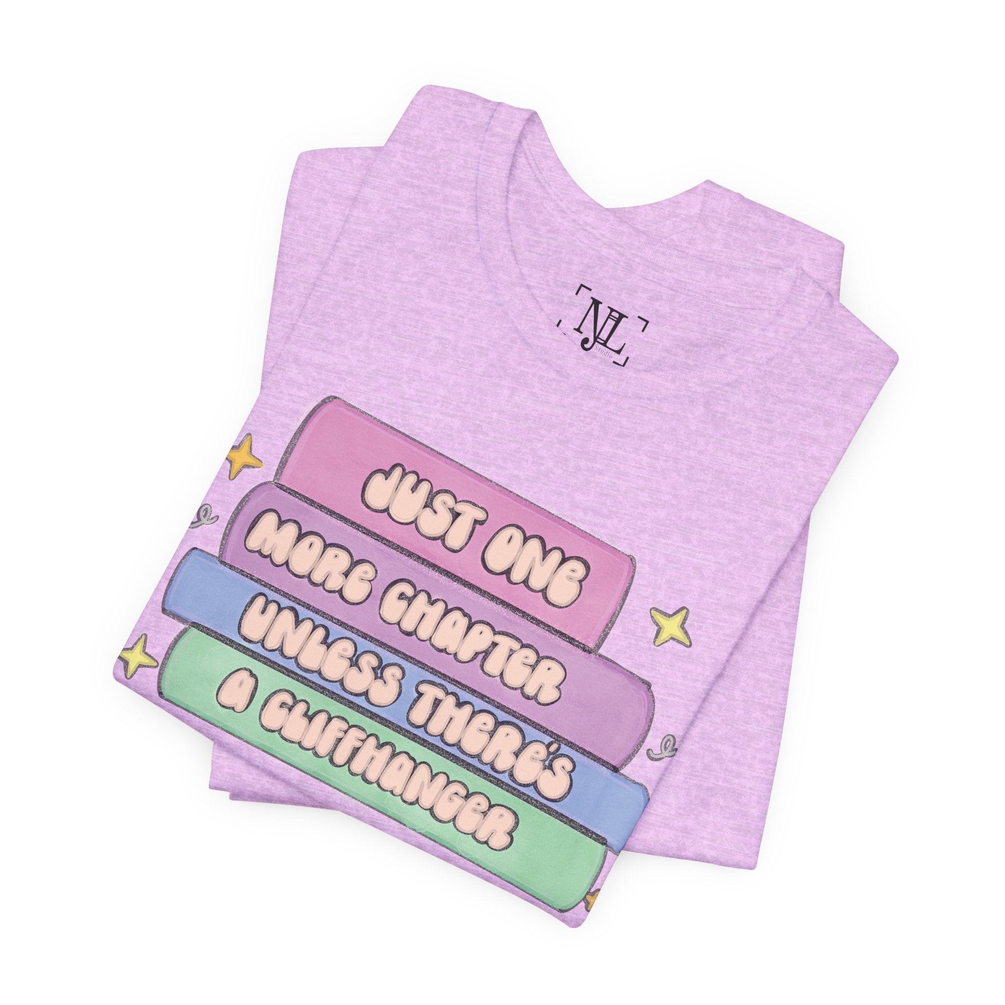 Book Lover Tee — "Just One More Chapter Unless There’s A Cliffhanger" Pastel Graphic