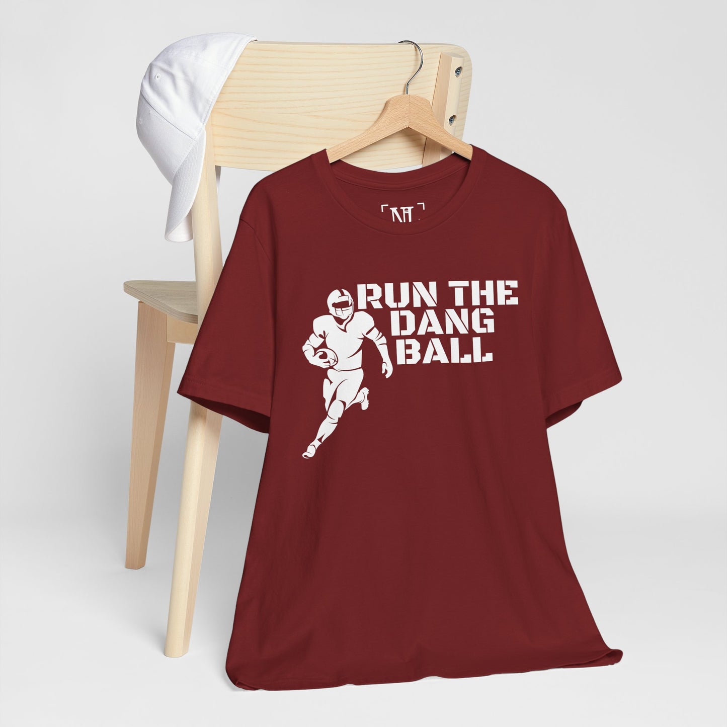 Run the Dang Ball T-Shirt — Football Player Graphic Tee (White Text)