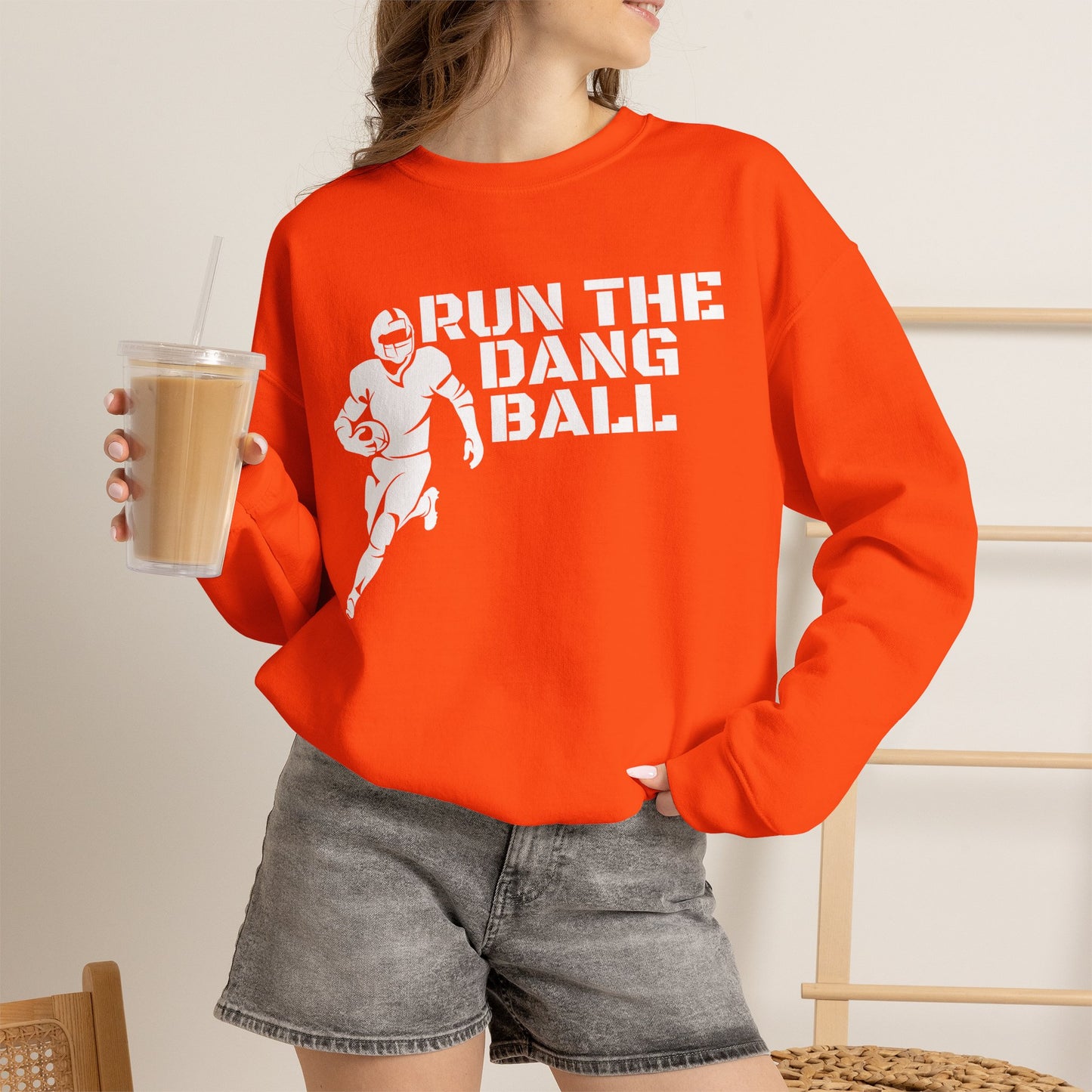 Football 'Run the Dang Ball' Crewneck Sweatshirt (White Text)
