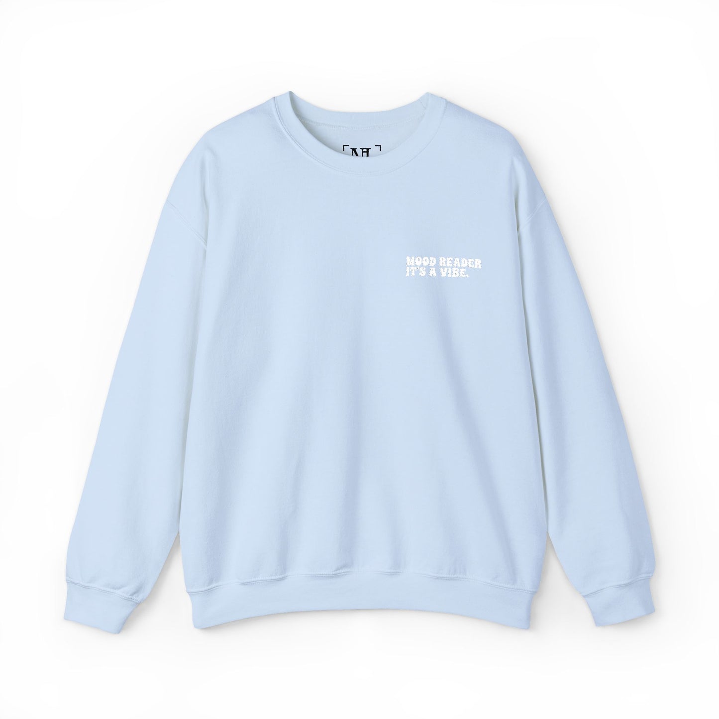 "Mood Reader. It's a Vibe - Embroidered Literary Crewneck Sweatshirt (White Text)