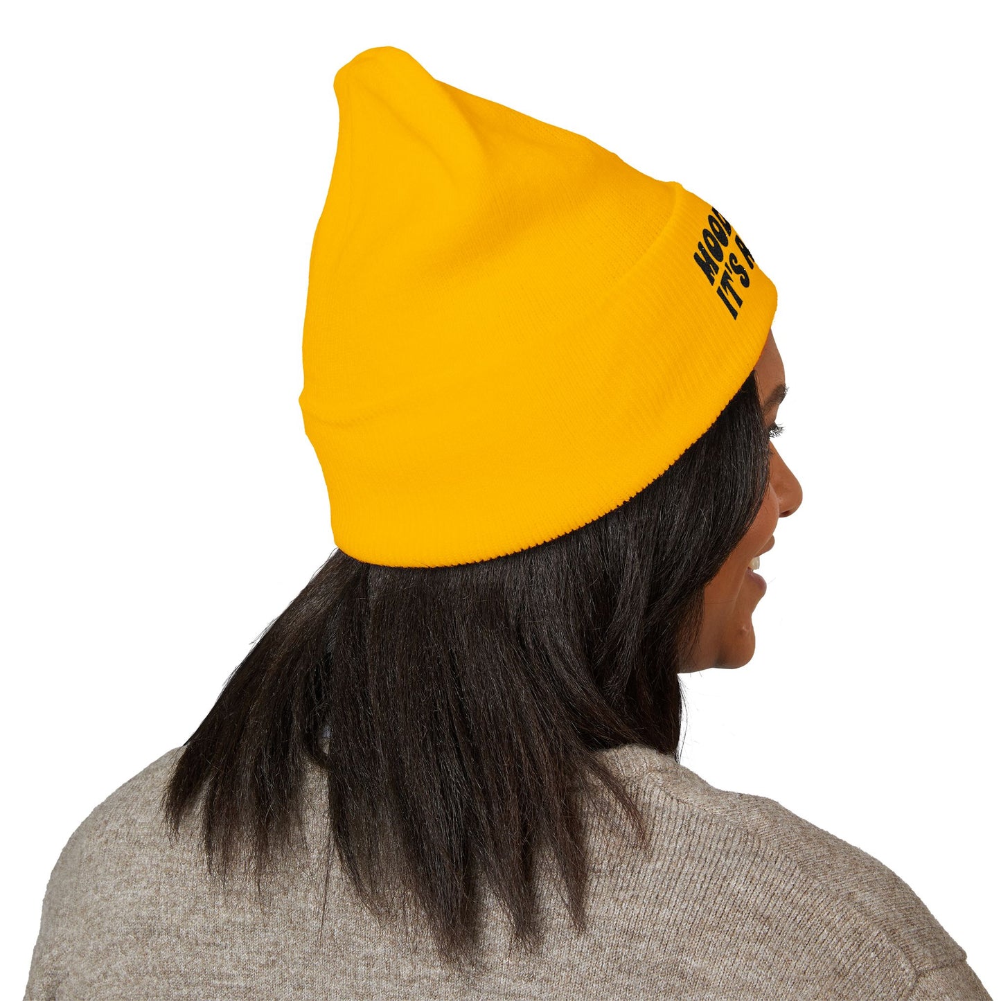 "Mood Reader It's a Vibe." - Embroidered Literary Cuffed Beanie (Black Text)