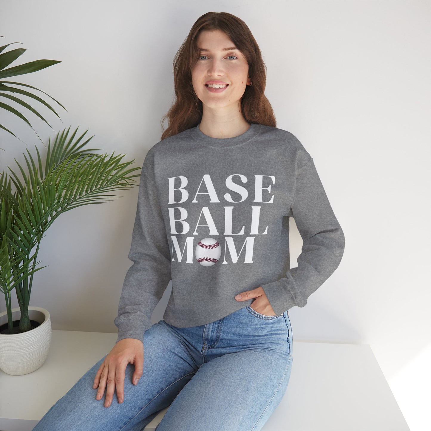 Baseball Mom Crewneck Sweatshirt - Baseball Graphic Pullover for Moms