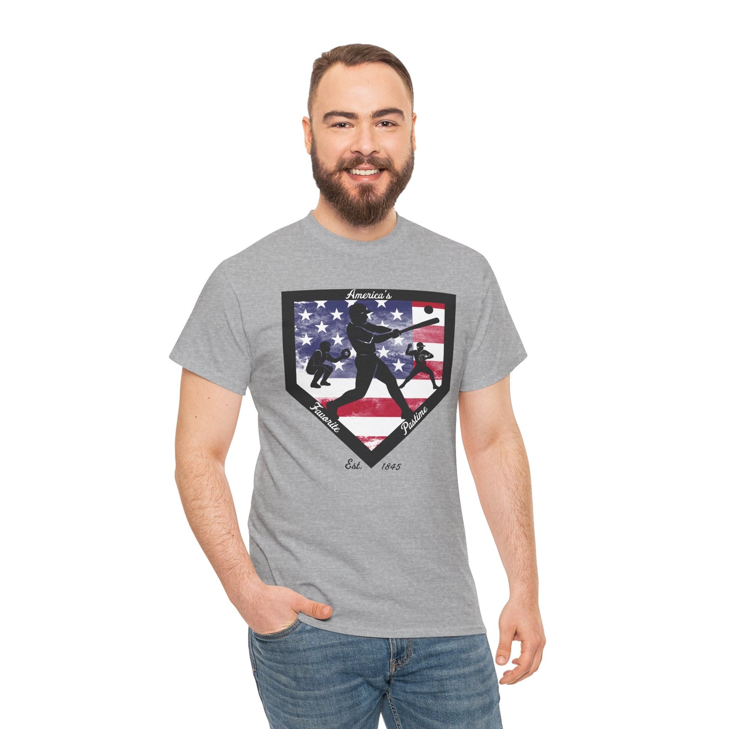 Baseball Home Plate American Flag T‑Shirt – America's Favorite Pastime Design