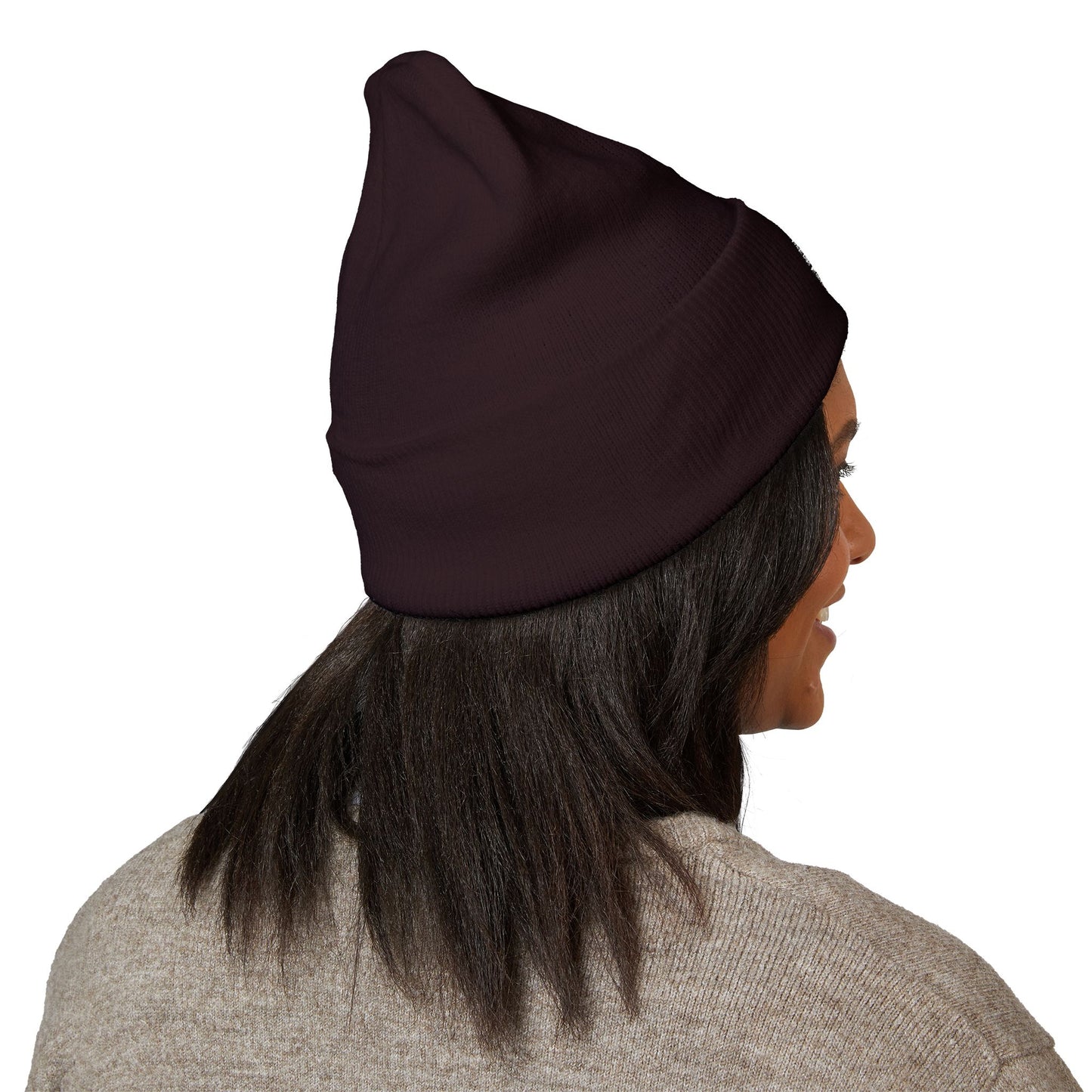 Football Mom Embroidered Cuffed Beanie – Cozy Sideline Knit Hat (White Text)