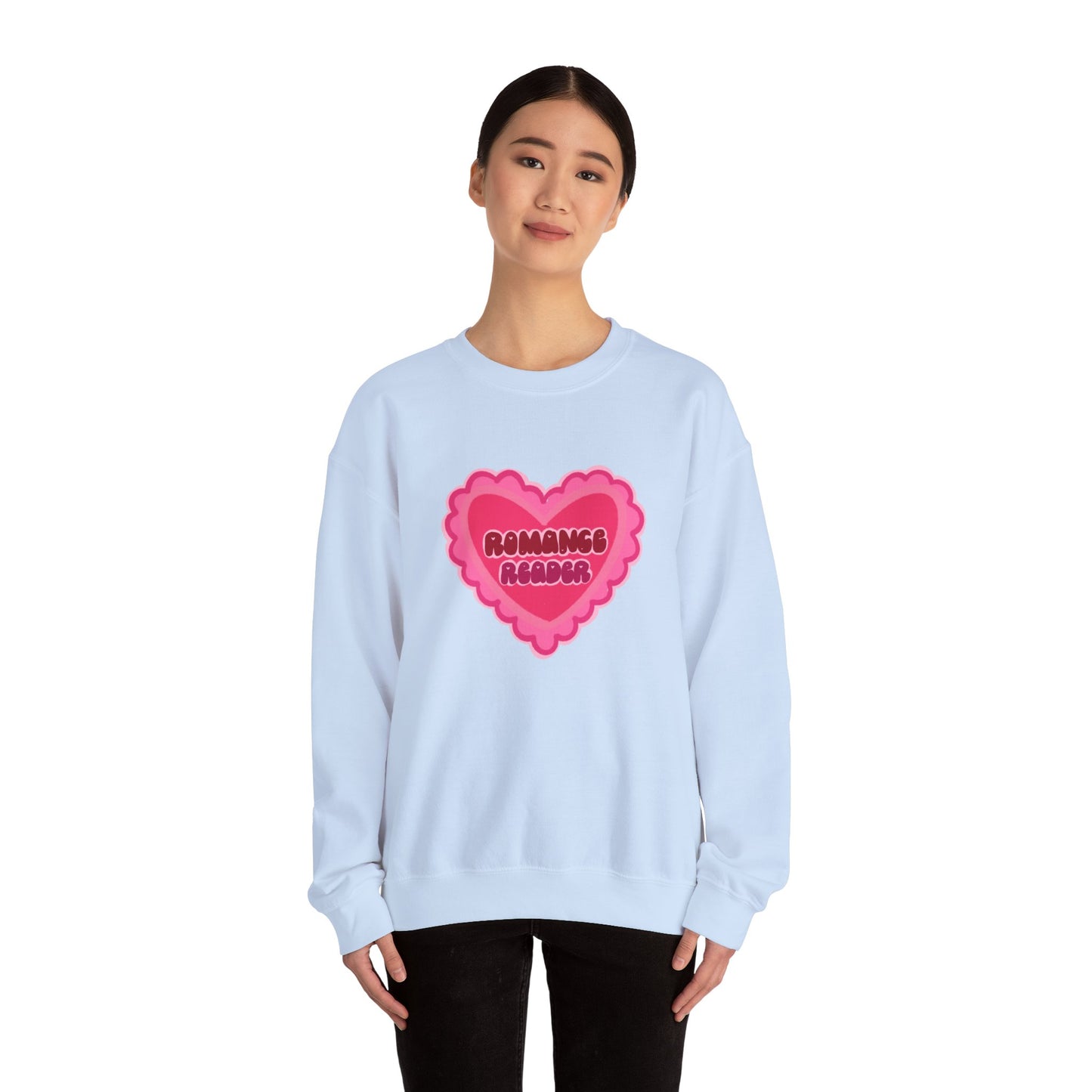 Romance Reader Heart Logo - Cozy Bookish Crewneck Sweatshirt