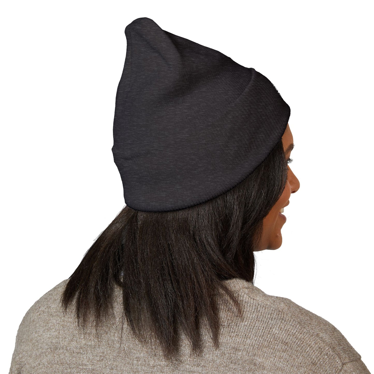 Football Mom Embroidered Cuffed Beanie – Cozy Sideline Knit Hat (White Text)