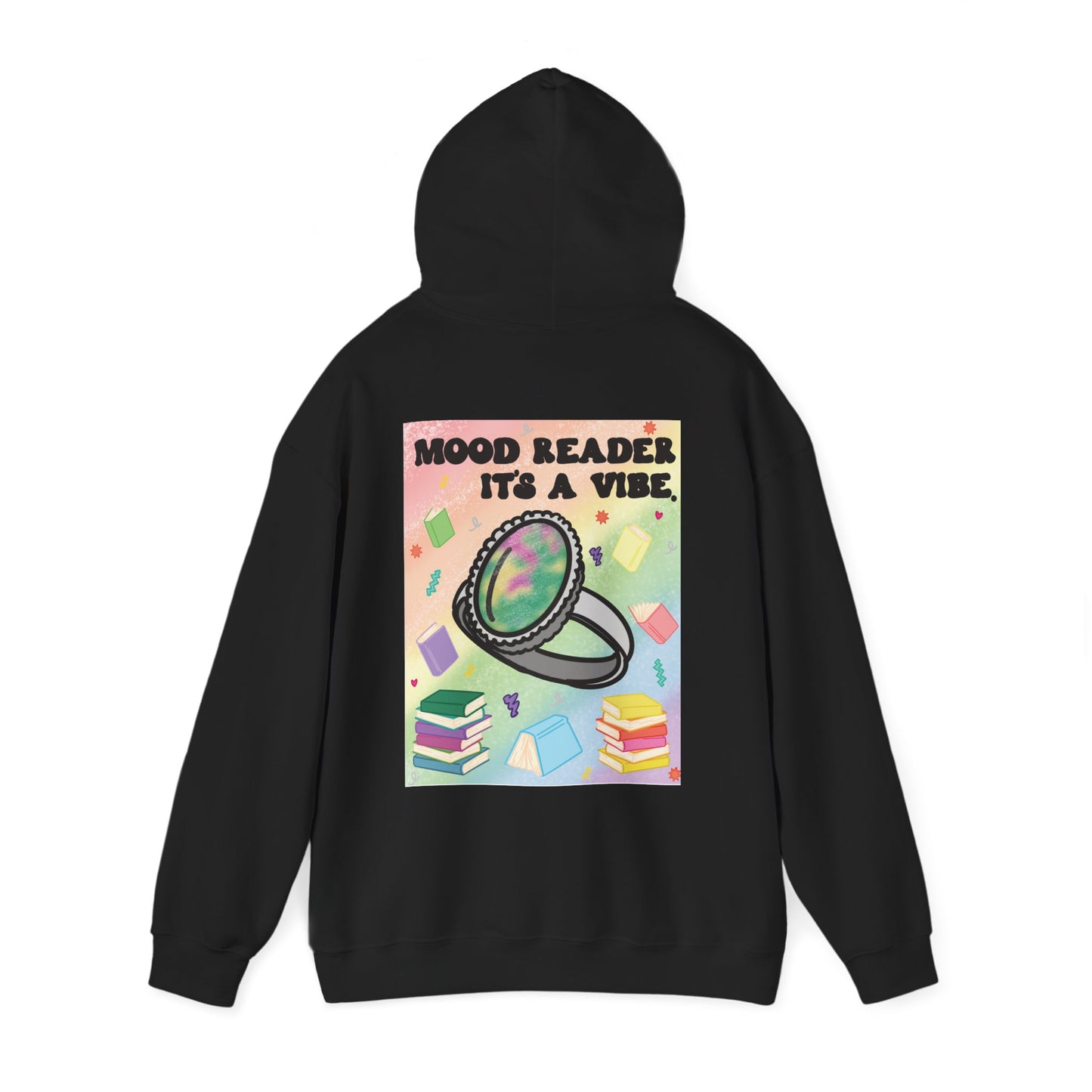 Mood Reader It's a Vibe Book Lover Pullover Graphic Hoodie (White Text)