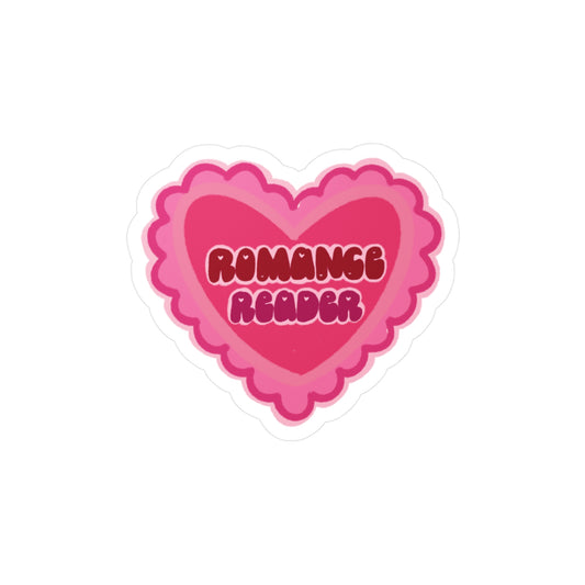 Romance Reader Heart Sticker — Pink Kiss-Cut Vinyl Decal