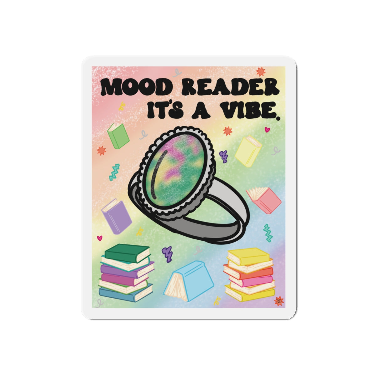 Mood Reader. It's a Vibe Die-Cut Magnet — Cozy Book Lover Refrigerator Decor (without Genres)