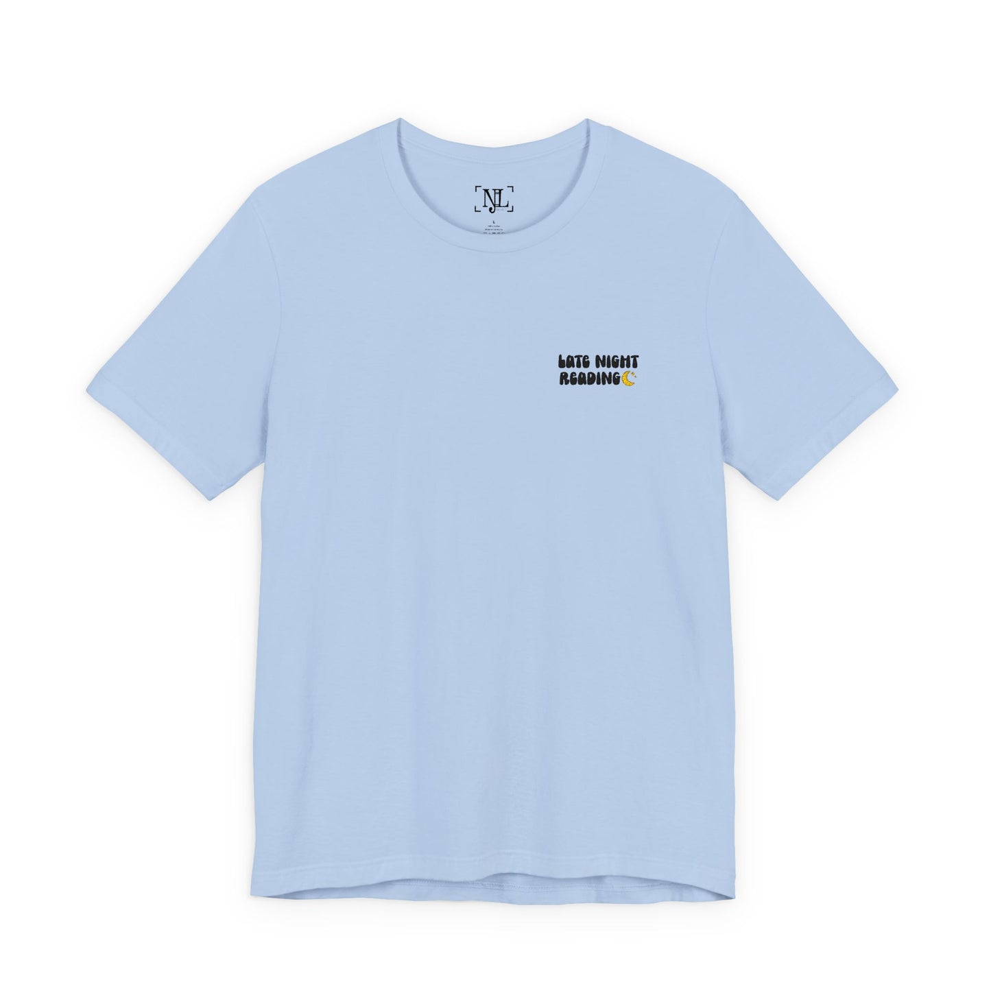 Late Night Reading - Embroidered Literary Tee (Black Text)