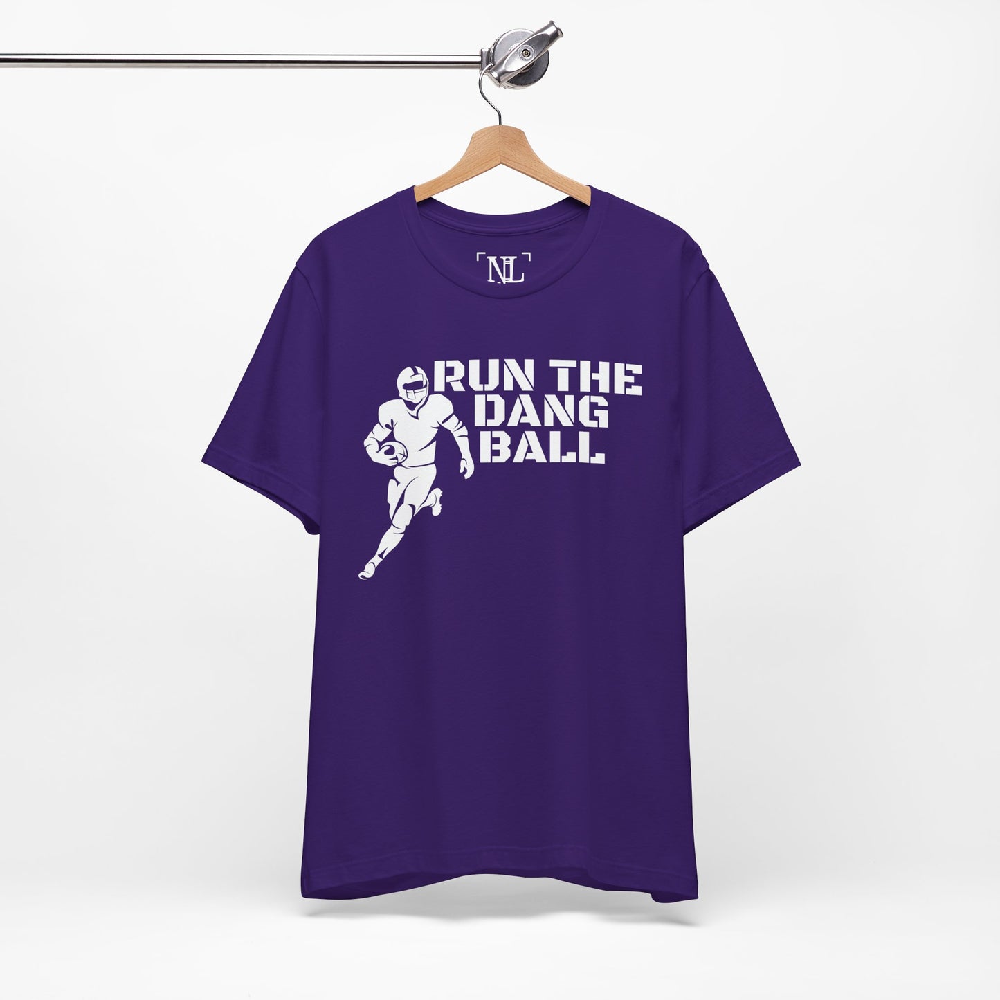 Run the Dang Ball T-Shirt — Football Player Graphic Tee (White Text)