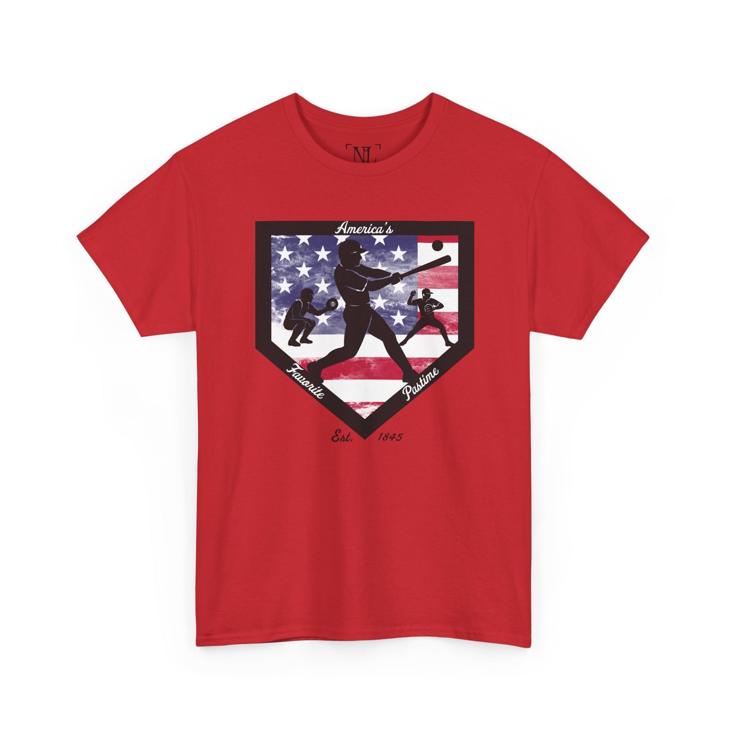 Baseball Home Plate American Flag T‑Shirt – America's Favorite Pastime Design