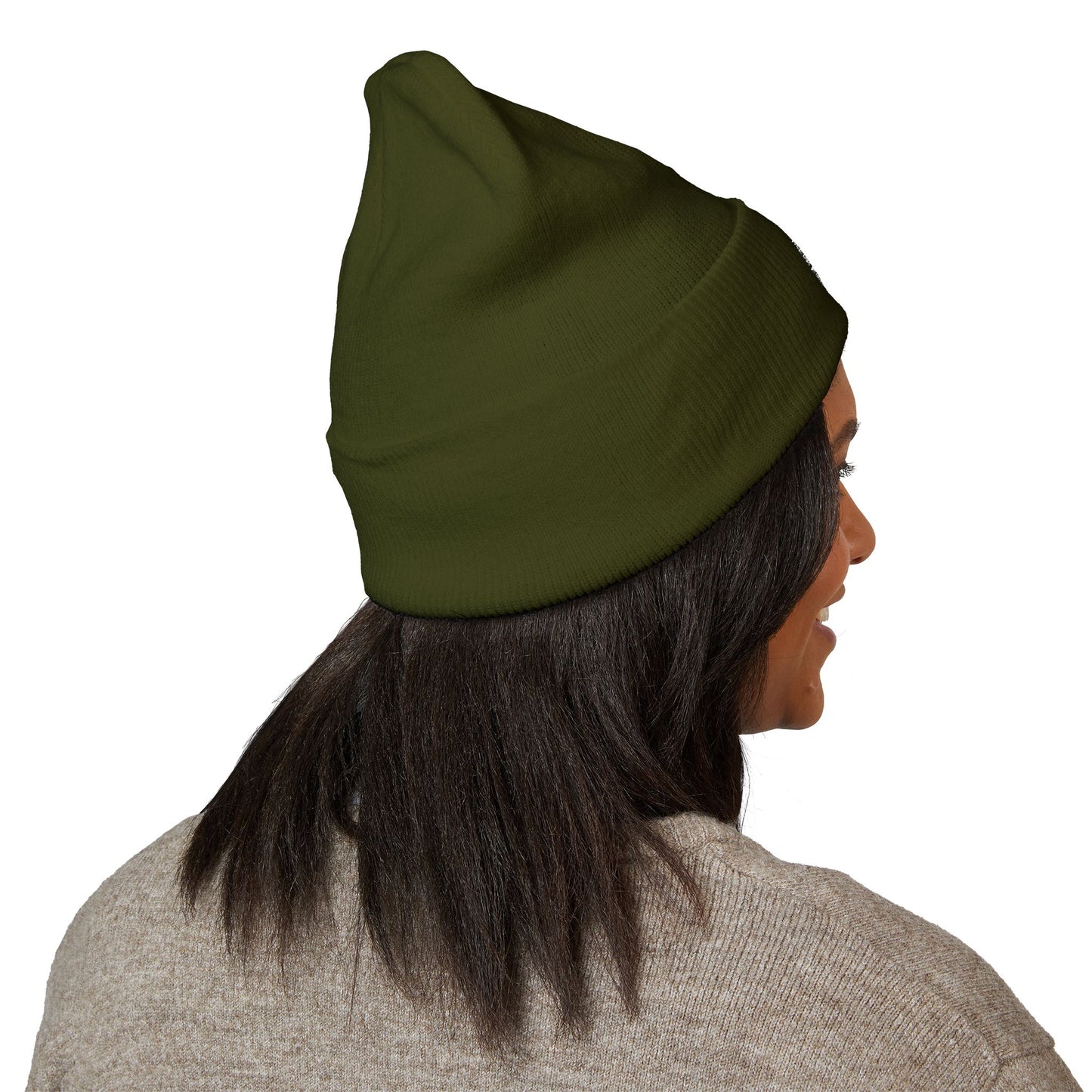 Football Mom Embroidered Cuffed Beanie – Cozy Sideline Knit Hat (White Text)