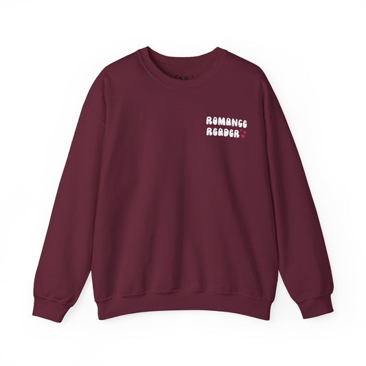 Romance Reader Crewneck Sweatshirt — Cozy Book Lover Pullover (White Text)