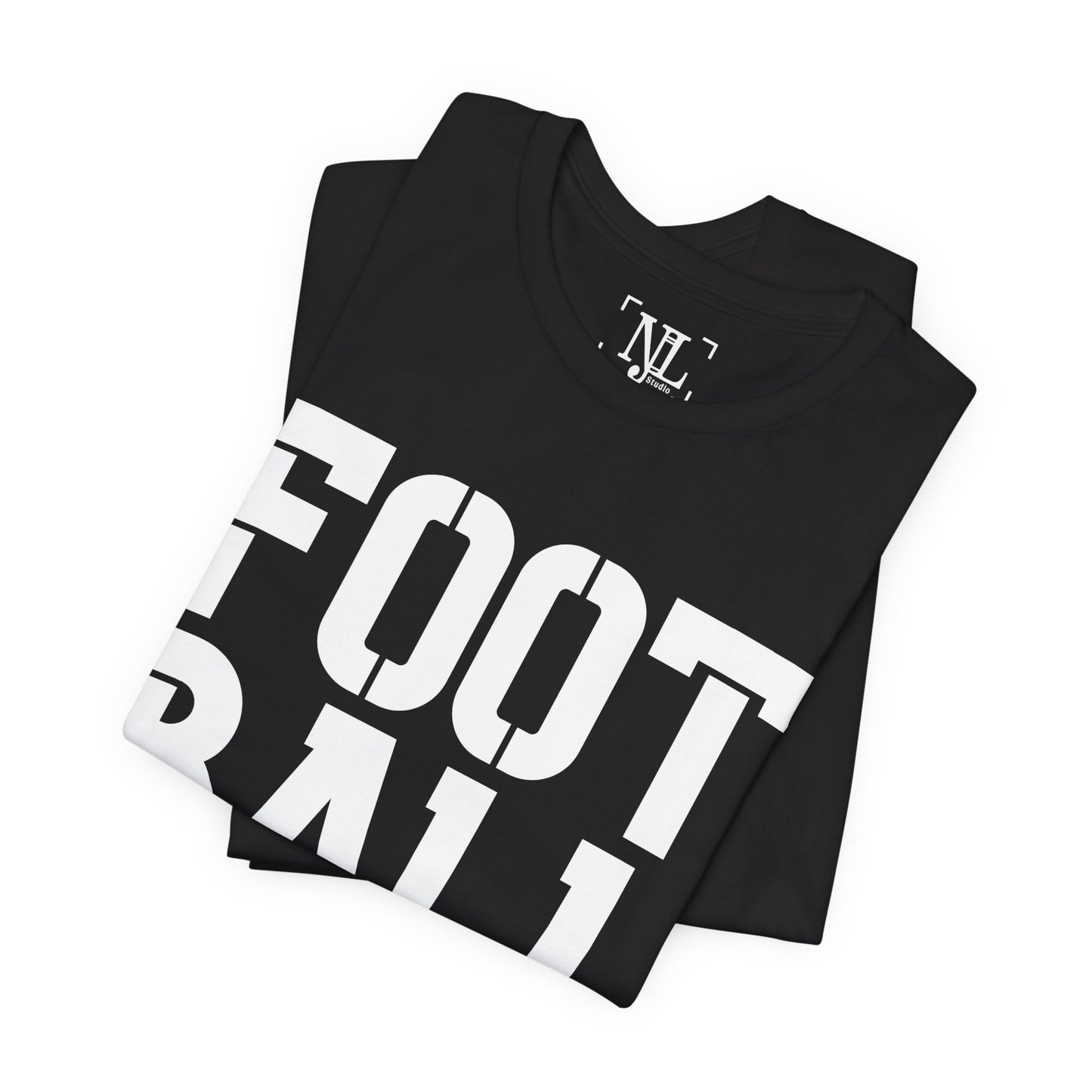 Football Mom T-Shirt – Bold Stacked Text with Football Graphic (White Text)