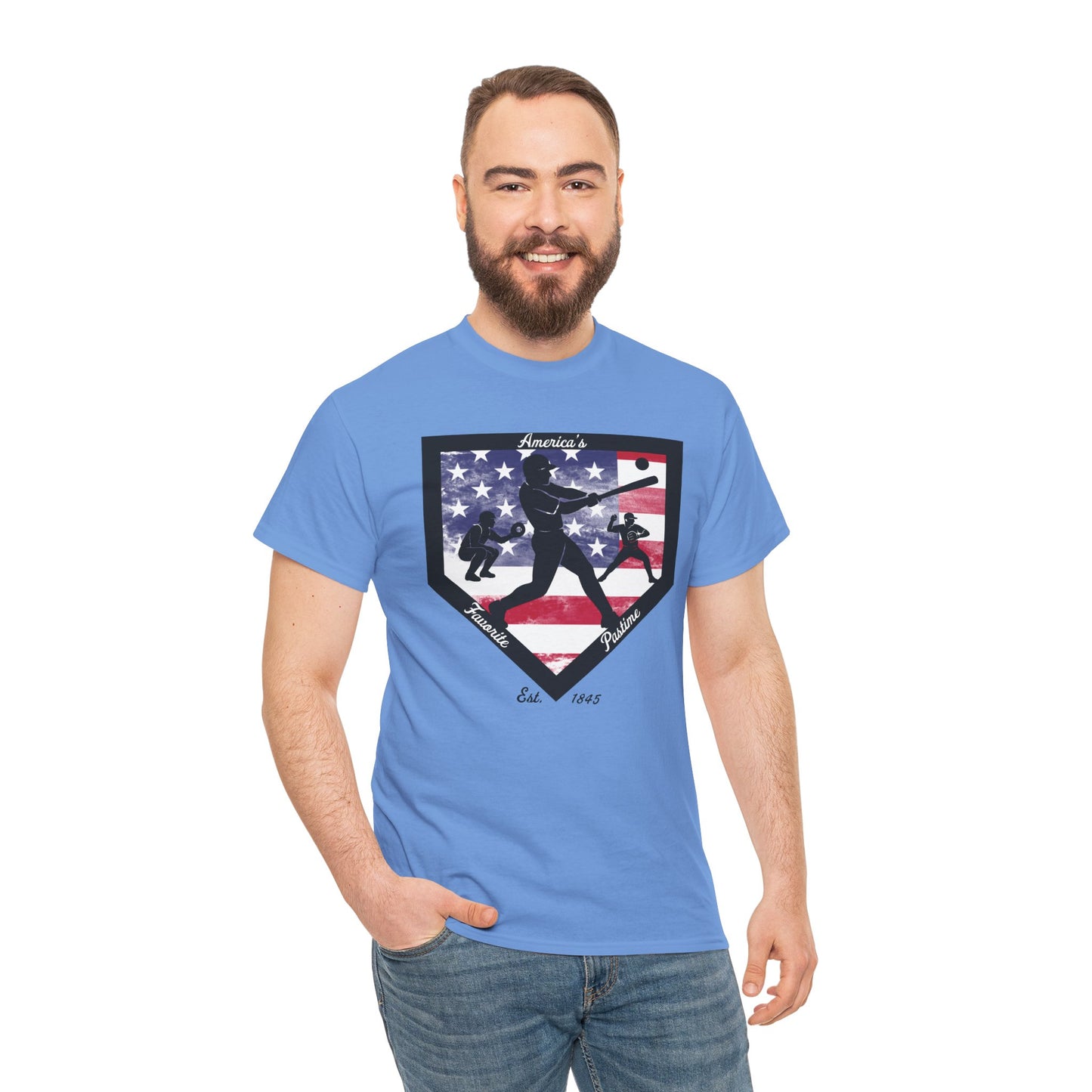 Baseball Home Plate American Flag T‑Shirt – America's Favorite Pastime Design