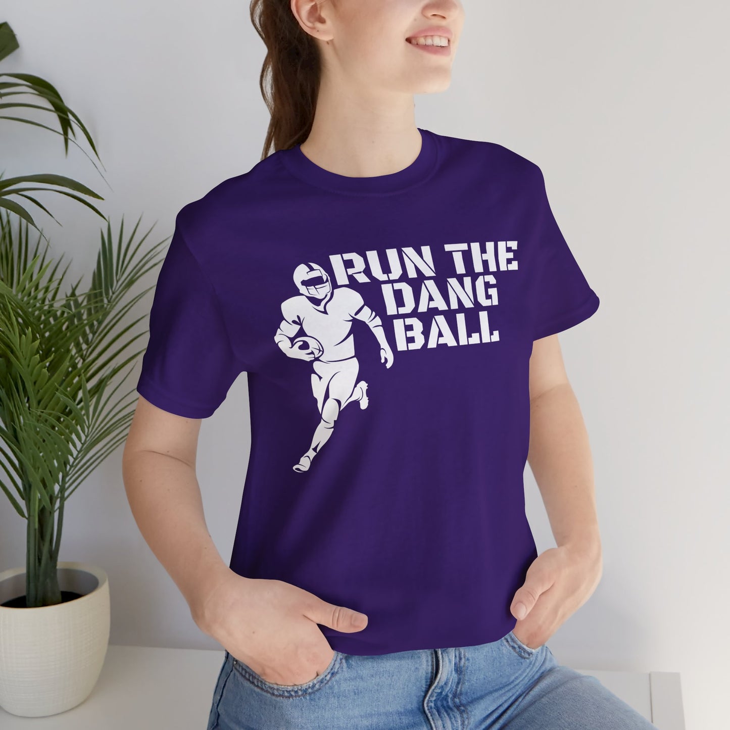 Run the Dang Ball T-Shirt — Football Player Graphic Tee (White Text)