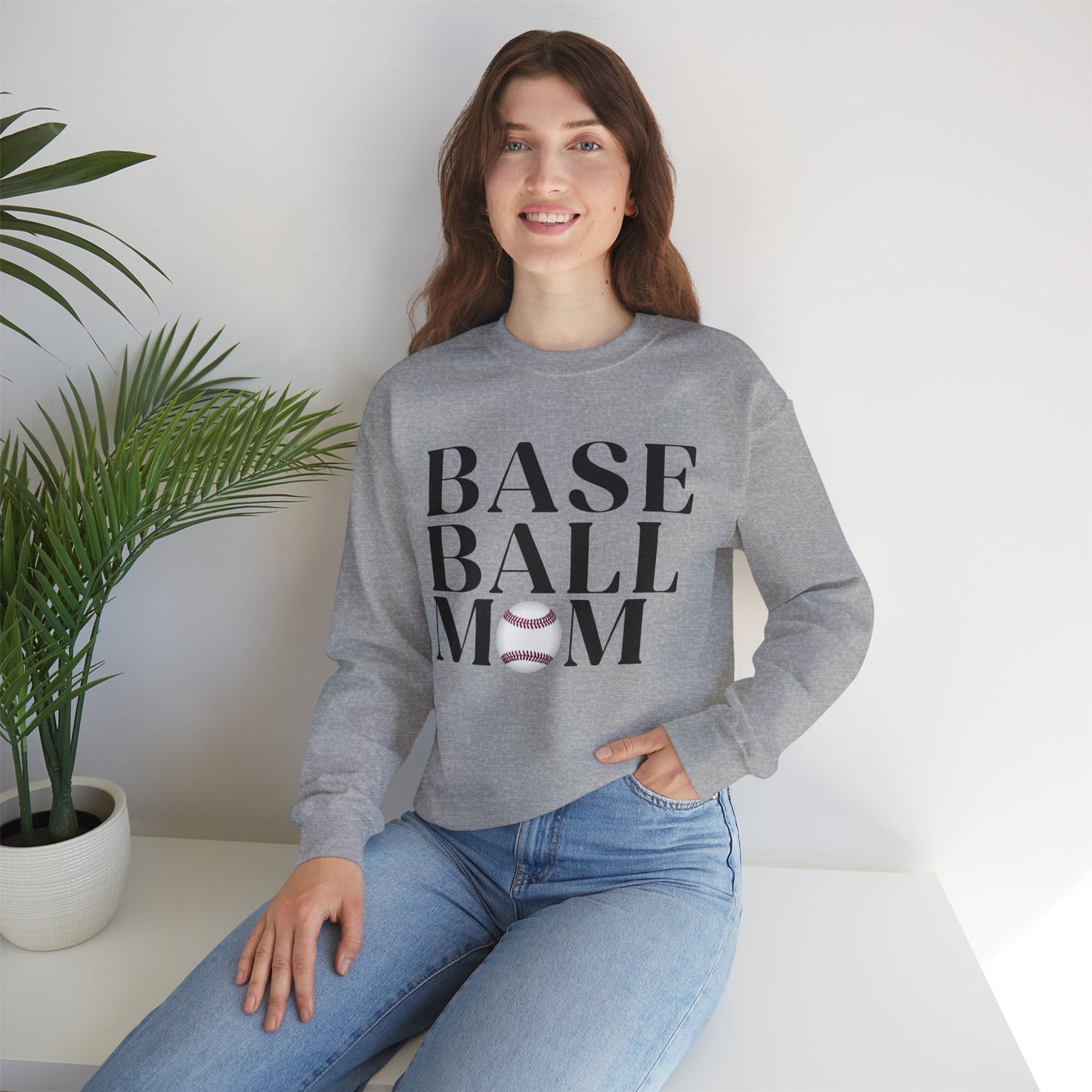 Baseball Mom Crewneck Sweatshirt - Baseball Graphic Pullover for Moms