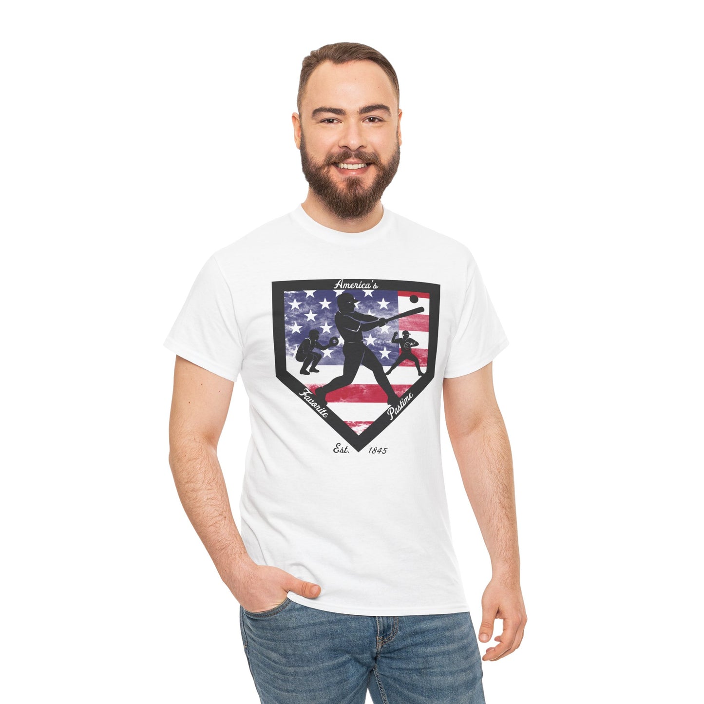 Baseball Home Plate American Flag T‑Shirt – America's Favorite Pastime Design