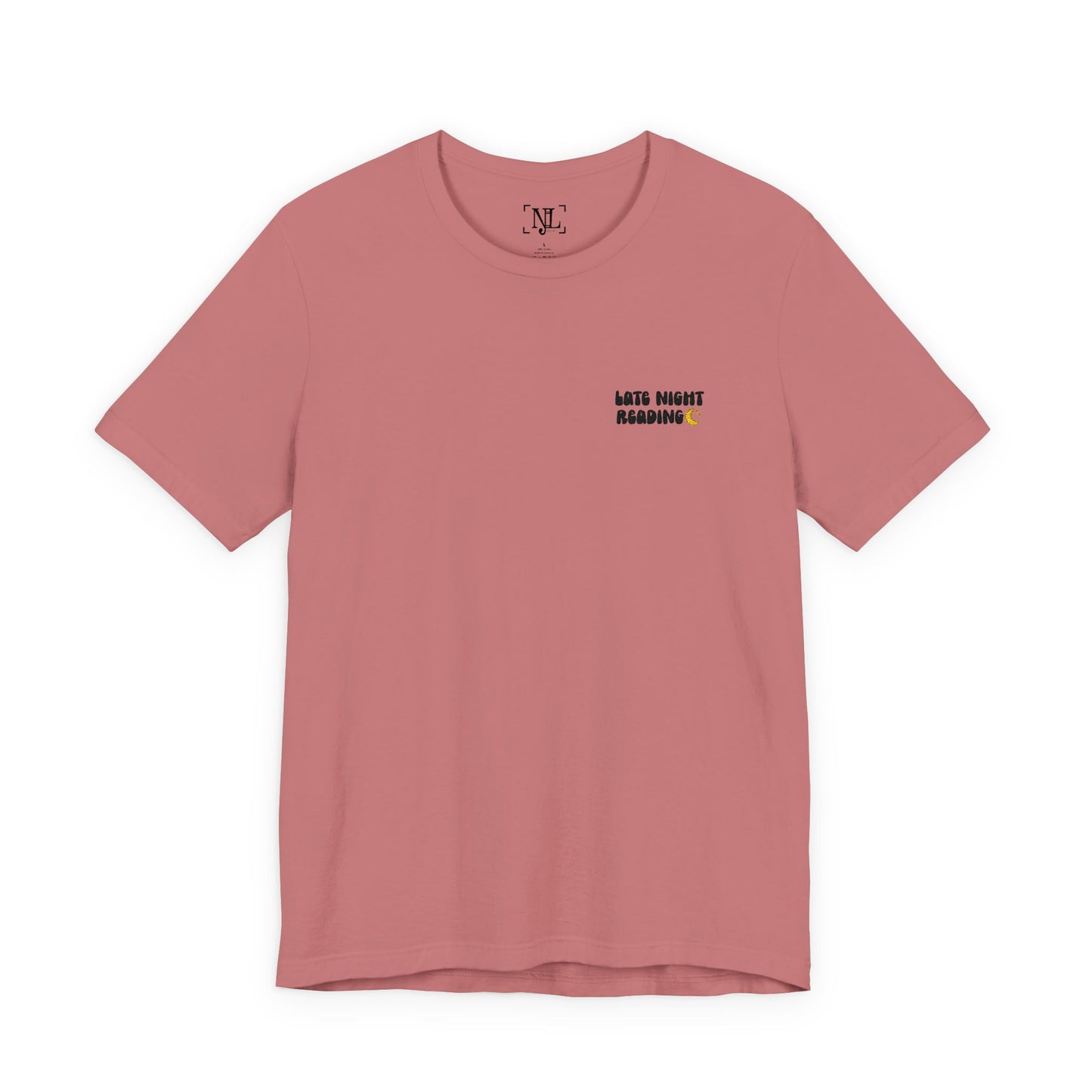 Late Night Reading - Embroidered Literary Tee (Black Text)
