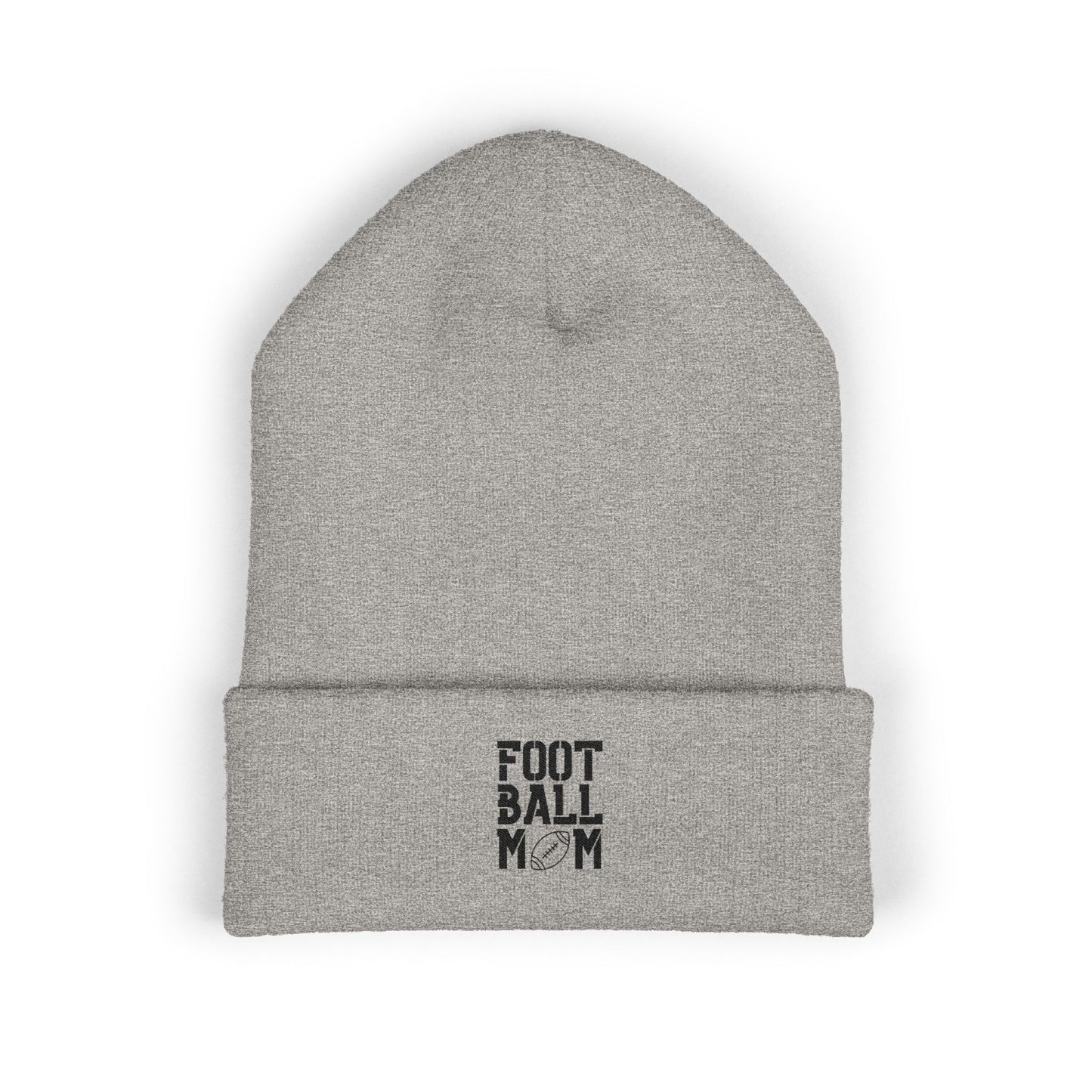 Football Mom Embroidered Cuffed Beanie – Cozy Sideline Knit Hat