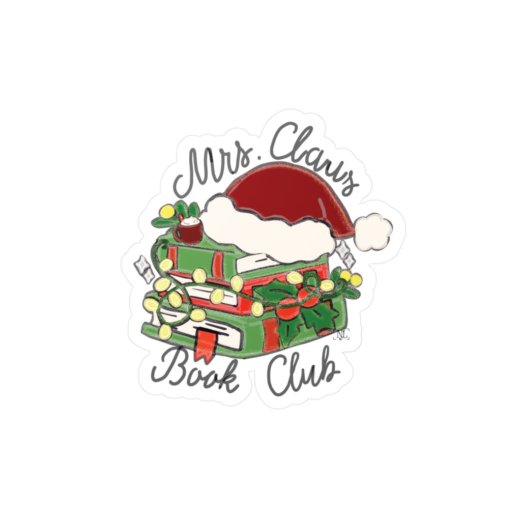 Mrs. Claus Book Club Christmas Vinyl Sticker