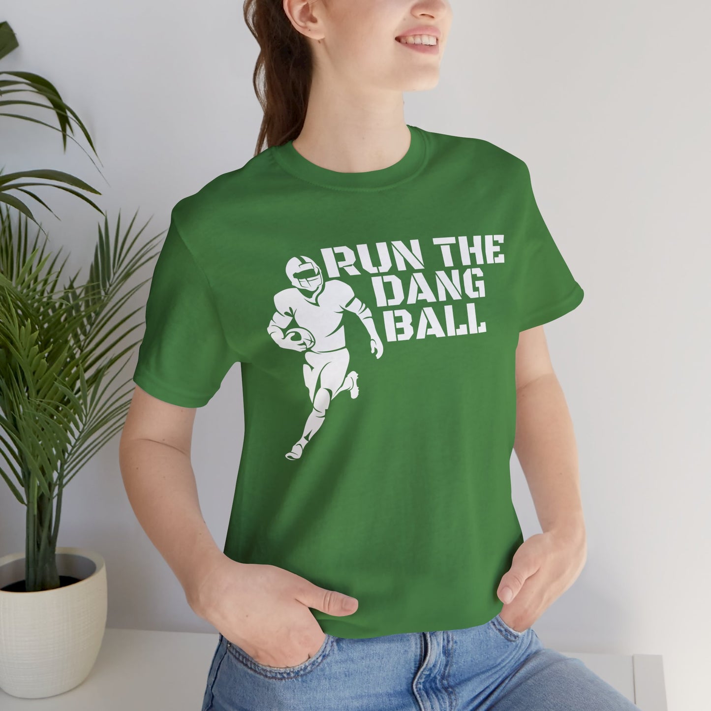 Run the Dang Ball T-Shirt — Football Player Graphic Tee (White Text)