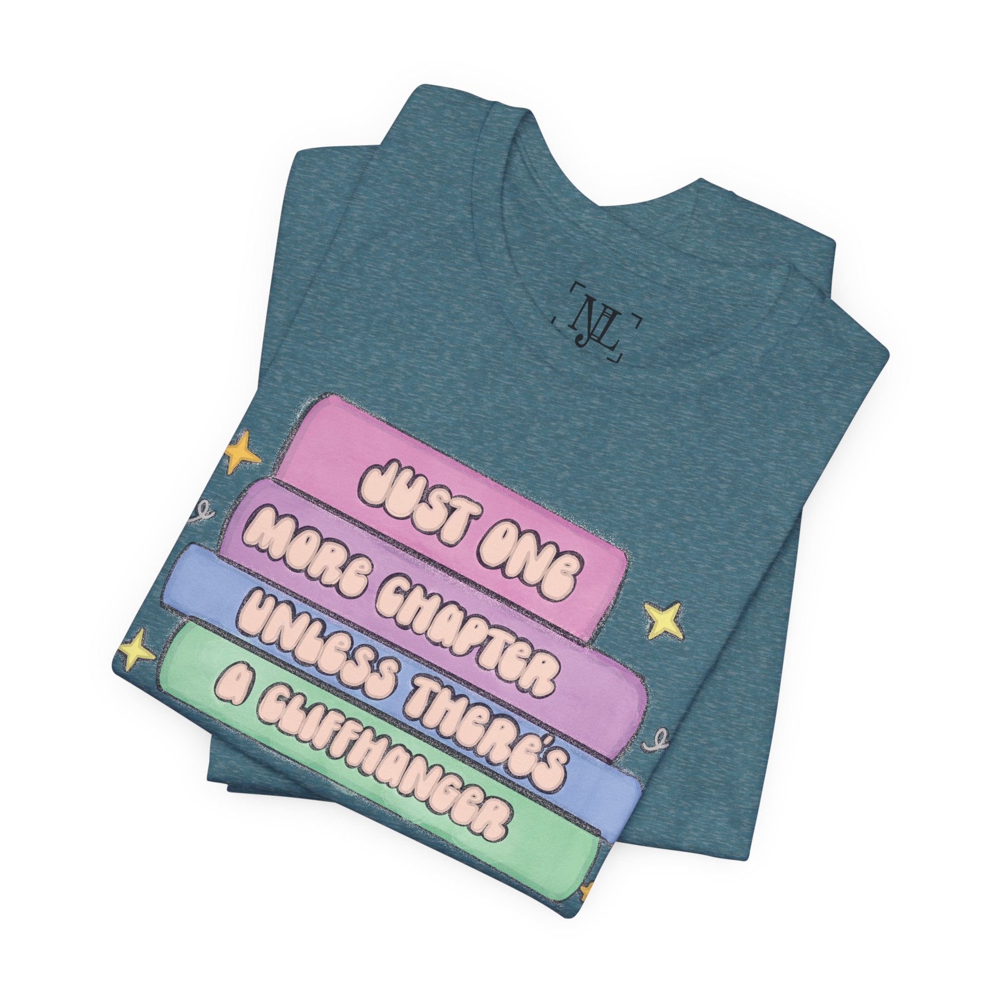 Book Lover Tee — "Just One More Chapter Unless There’s A Cliffhanger" Pastel Graphic