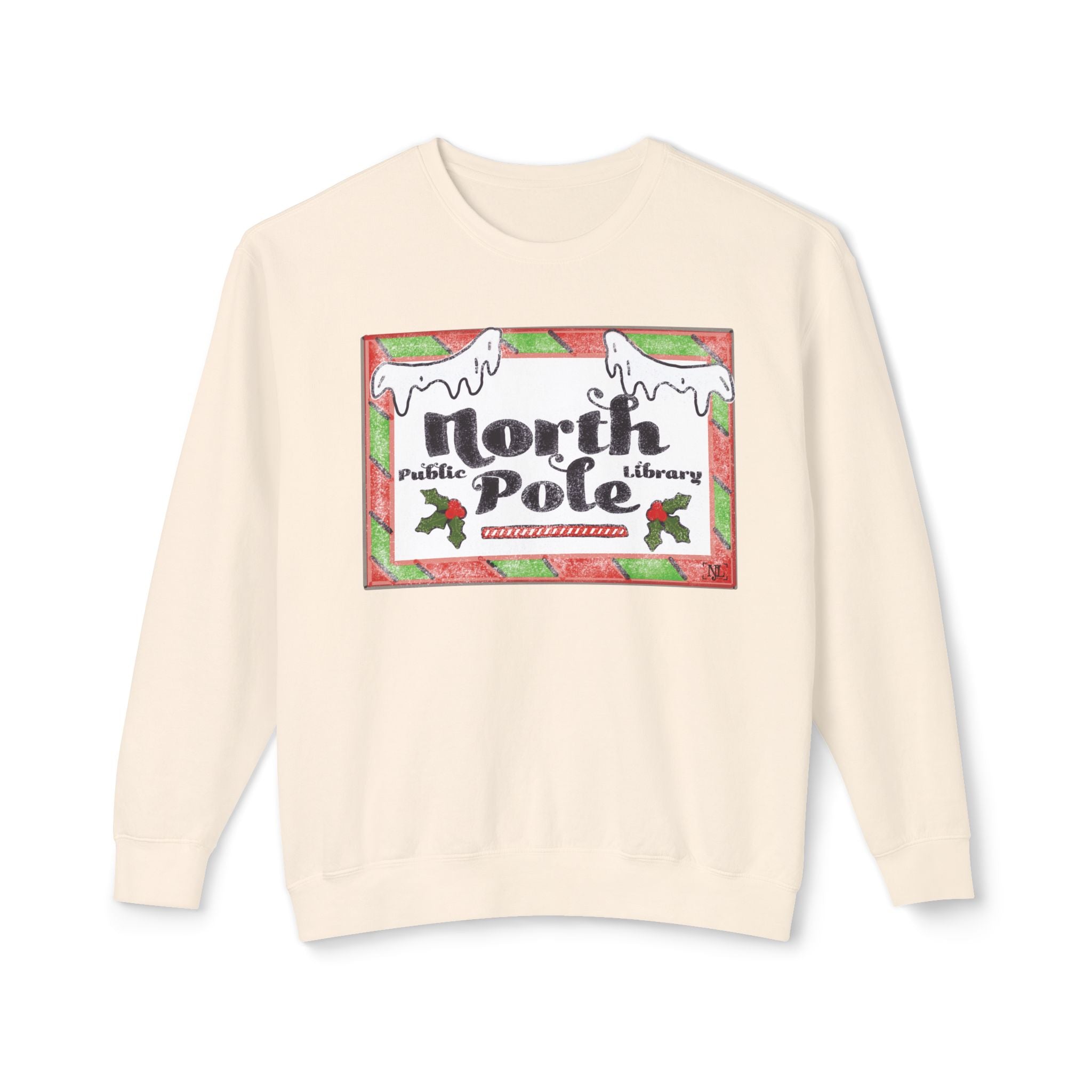 North Pole Library Christmas Crewneck Sweatshirt