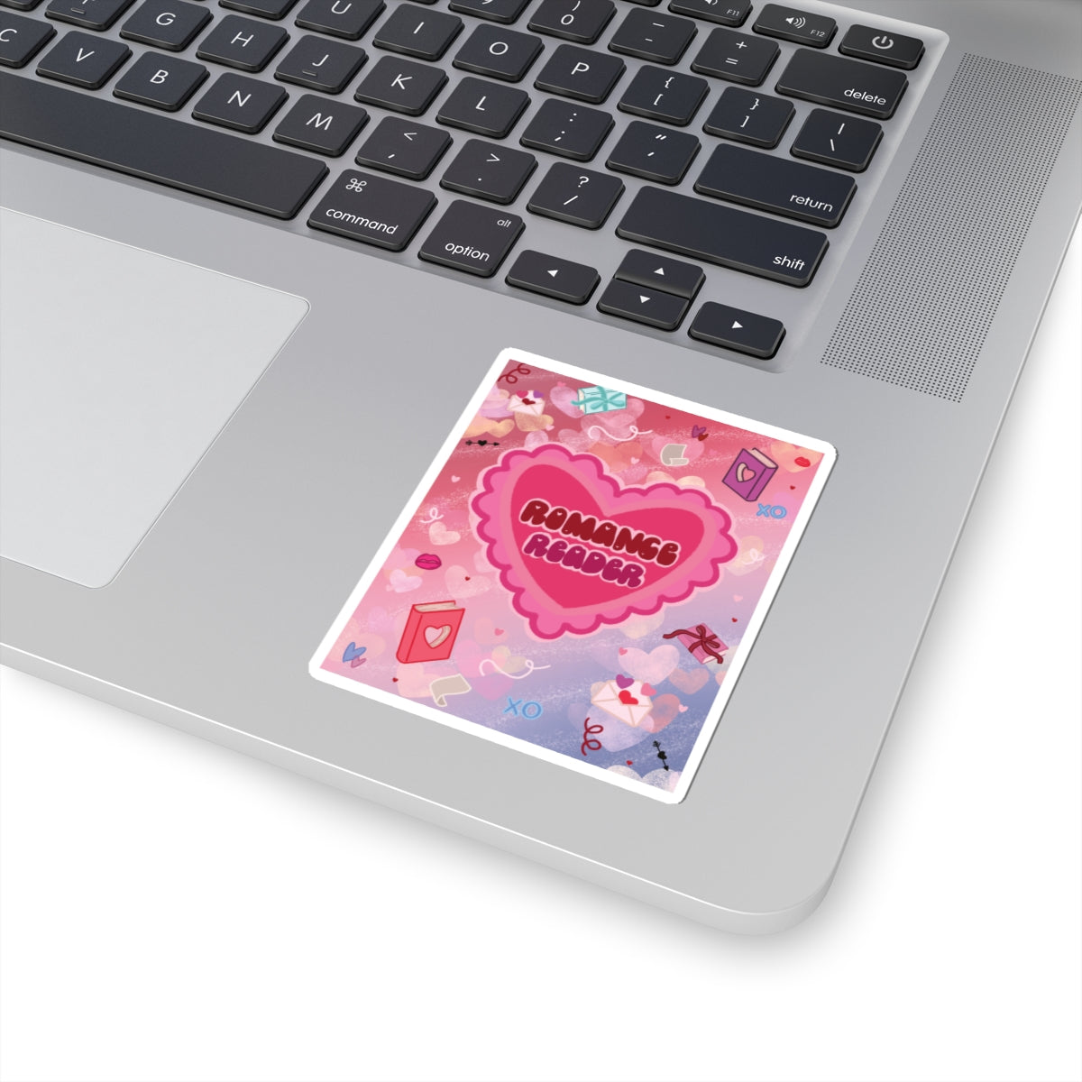 Romance Reader Kiss-Cut Sticker — Cute Heart Booklover Valentine Sticker