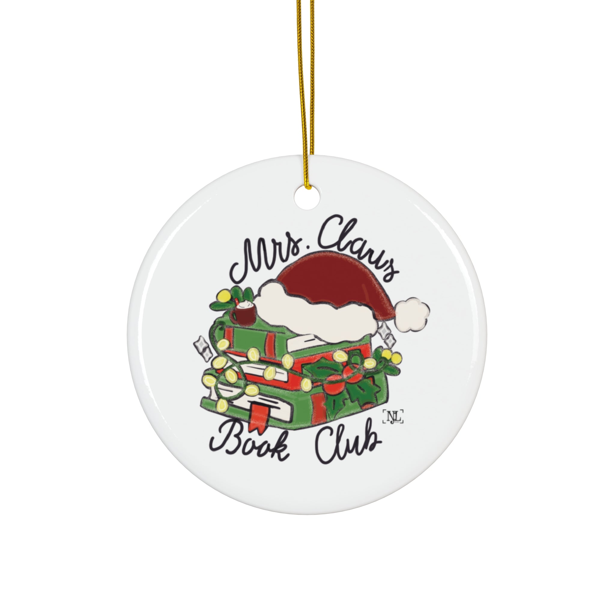 Mrs. Claus Book Club Ceramic Christmas Ornament