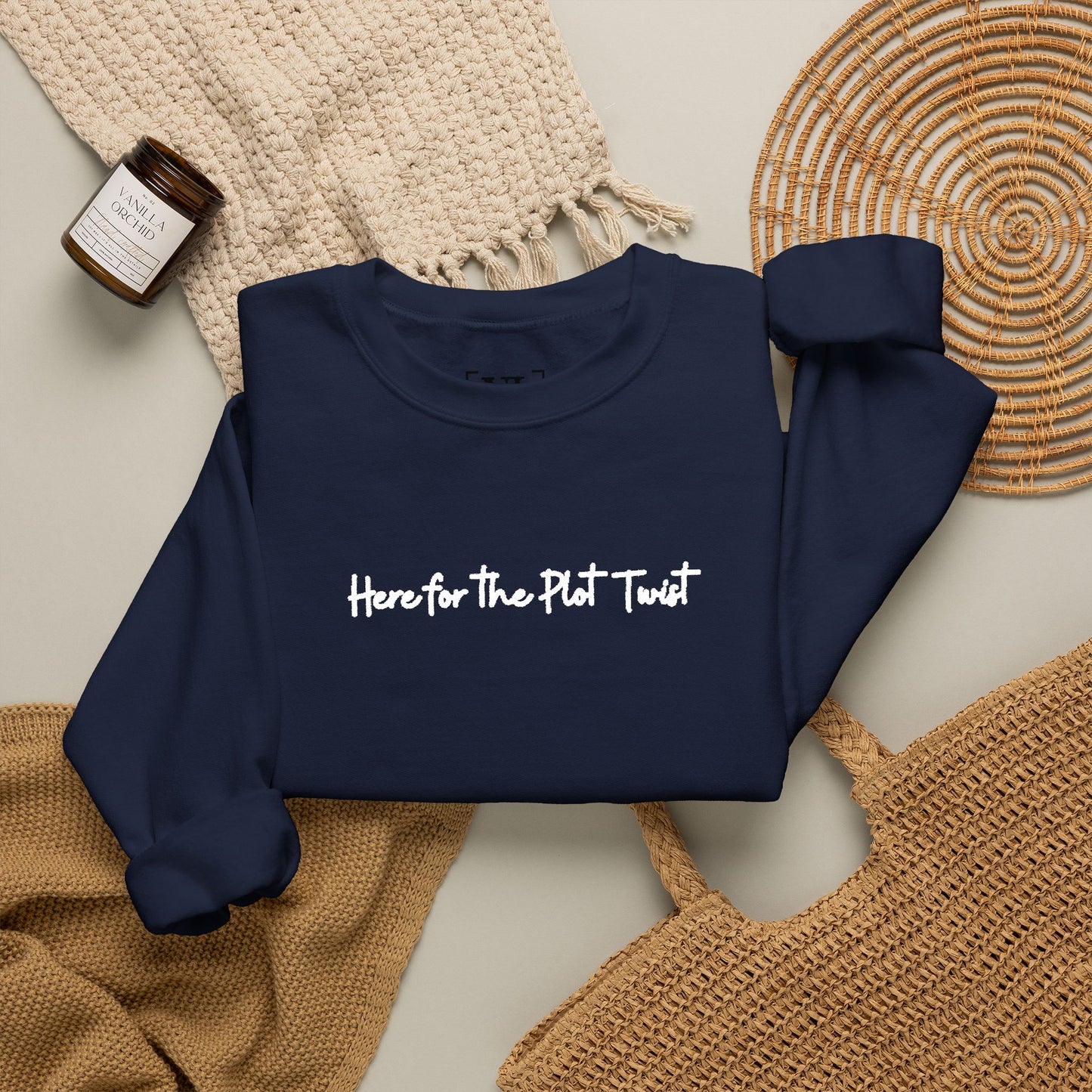 Here for the Plot Twist - Bookish Villa Inspired Embroidered Sweatshirt