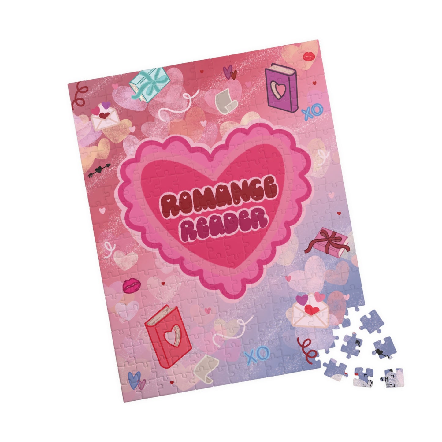 Romance Reader Heart Jigsaw Puzzle — Cute Valentine’s Day Romantic Book Lover Puzzle