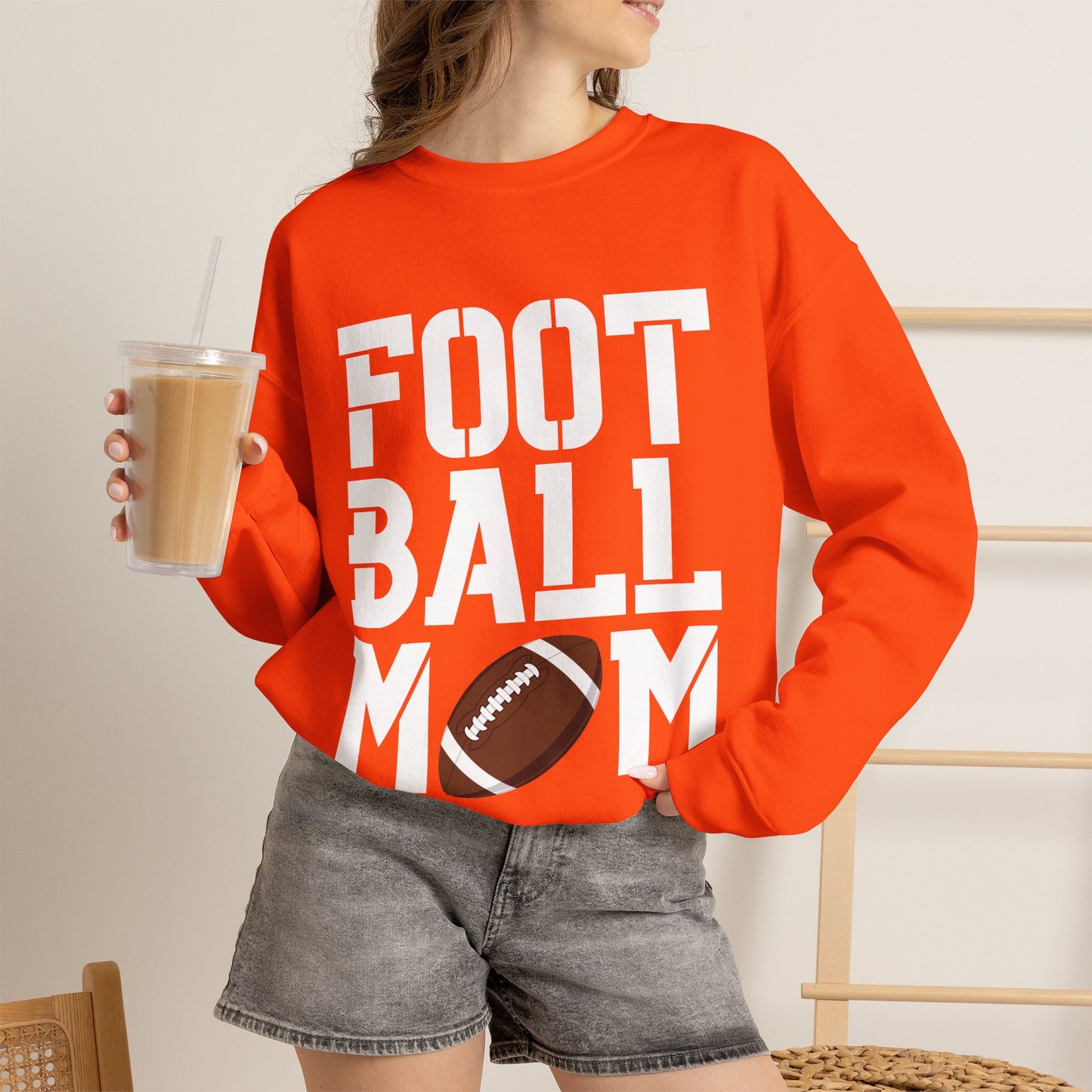 Football Mom Crewneck Sweatshirt (White Text)