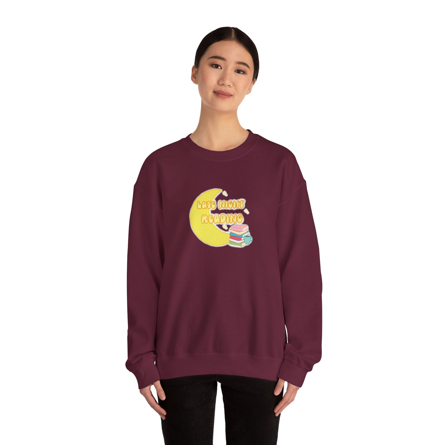 "Late Night Reading" - Cozy Crewneck Heavy Blend Sweatshirt