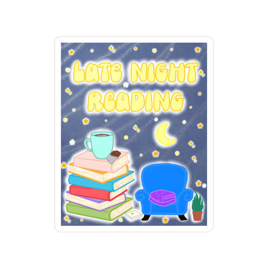 Late Night Reading Sticker — Kiss-Cut Vinyl Decal