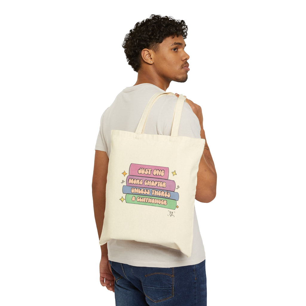 Book Lover Canvas Tote - "Just One More Chapter"