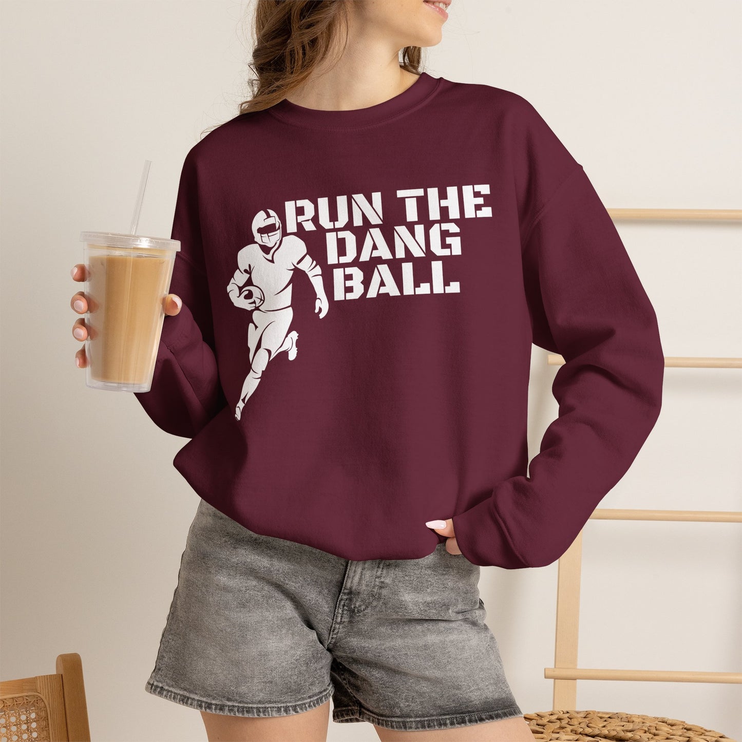 Football 'Run the Dang Ball' Crewneck Sweatshirt (White Text)